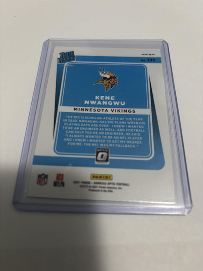 2021 Panini Donruss Optic Kene Nwangwu RC #233 Vikings Silver Holo Prizm