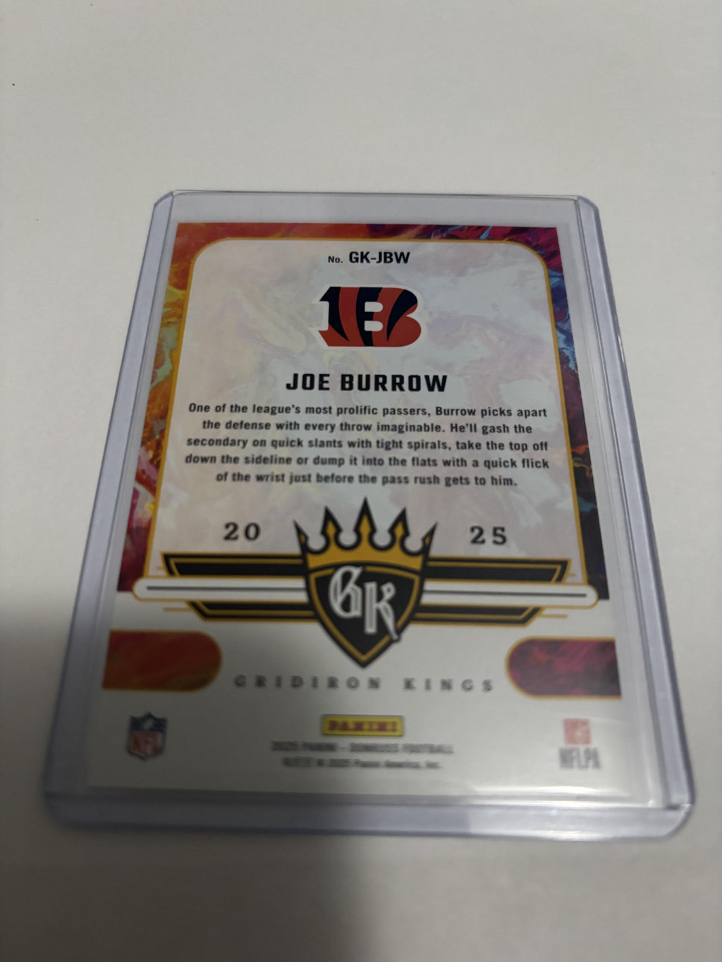 2025 Donruss Joe Burrow Gridiron Kings #GK-JBW Cincinnati Bengals Insert