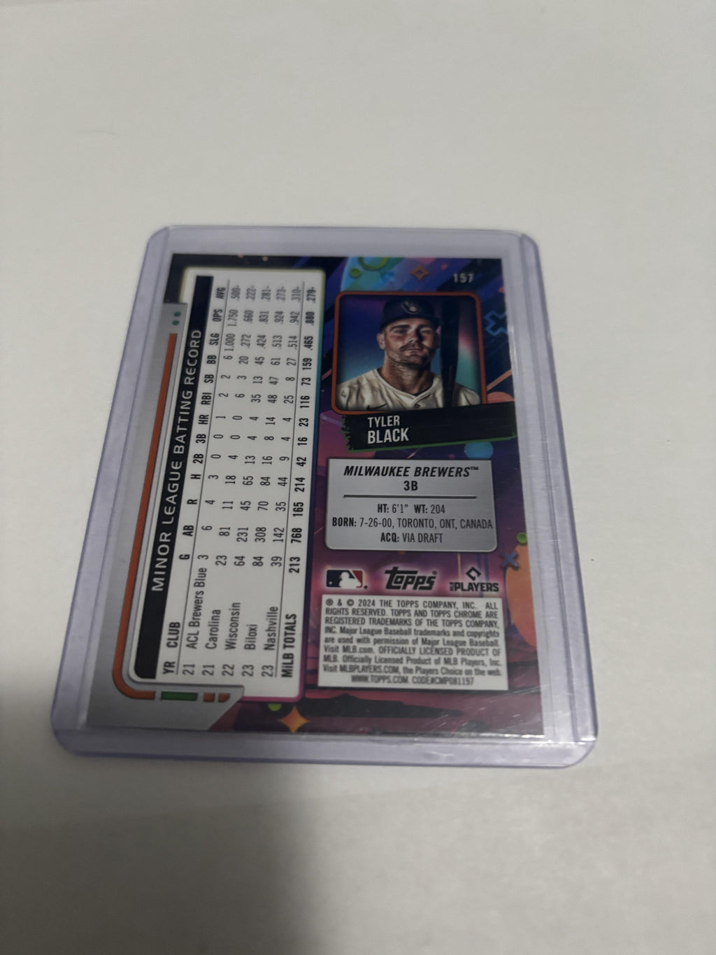 2024 Topps Cosmic Chrome Tyler Black RC #157 Milwaukee Brewers Rookie