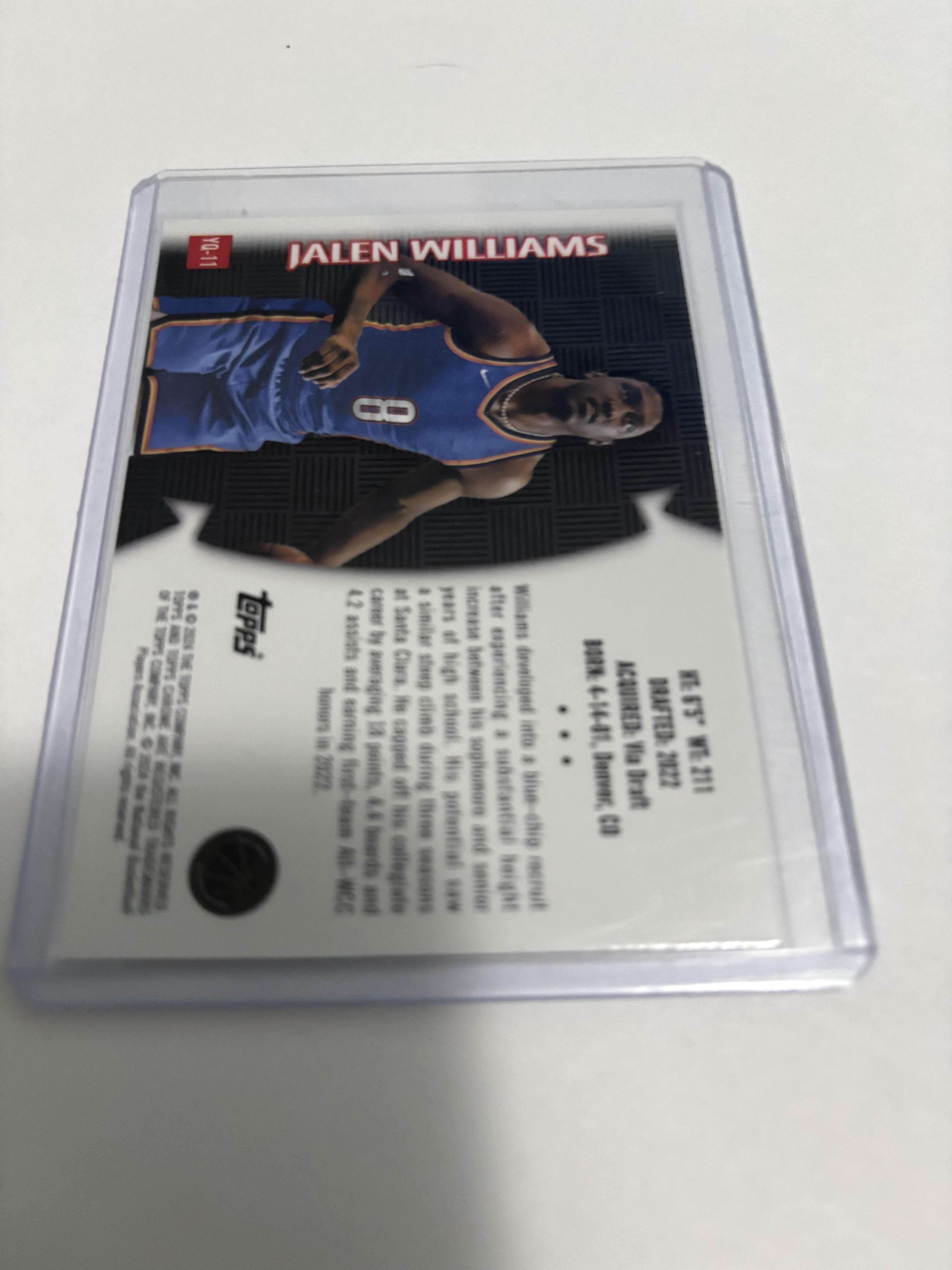 2024 Topps Chrome Jalen Williams Youthquake #YQ-11 OKC Thunder Insert