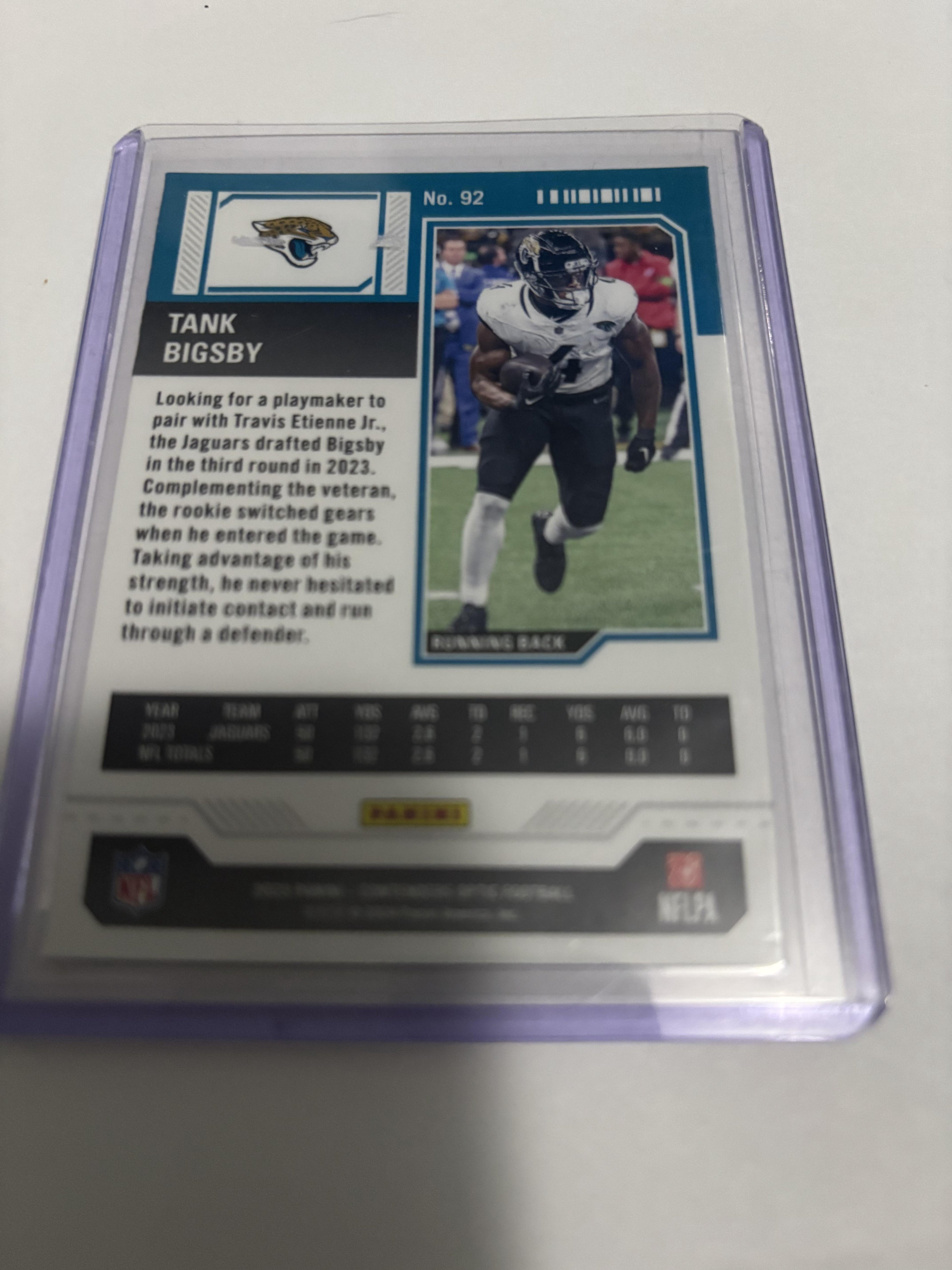 2023 Panini Contenders Optic Tank Bigsby Rookie Ticket #92 RC Jaguars
