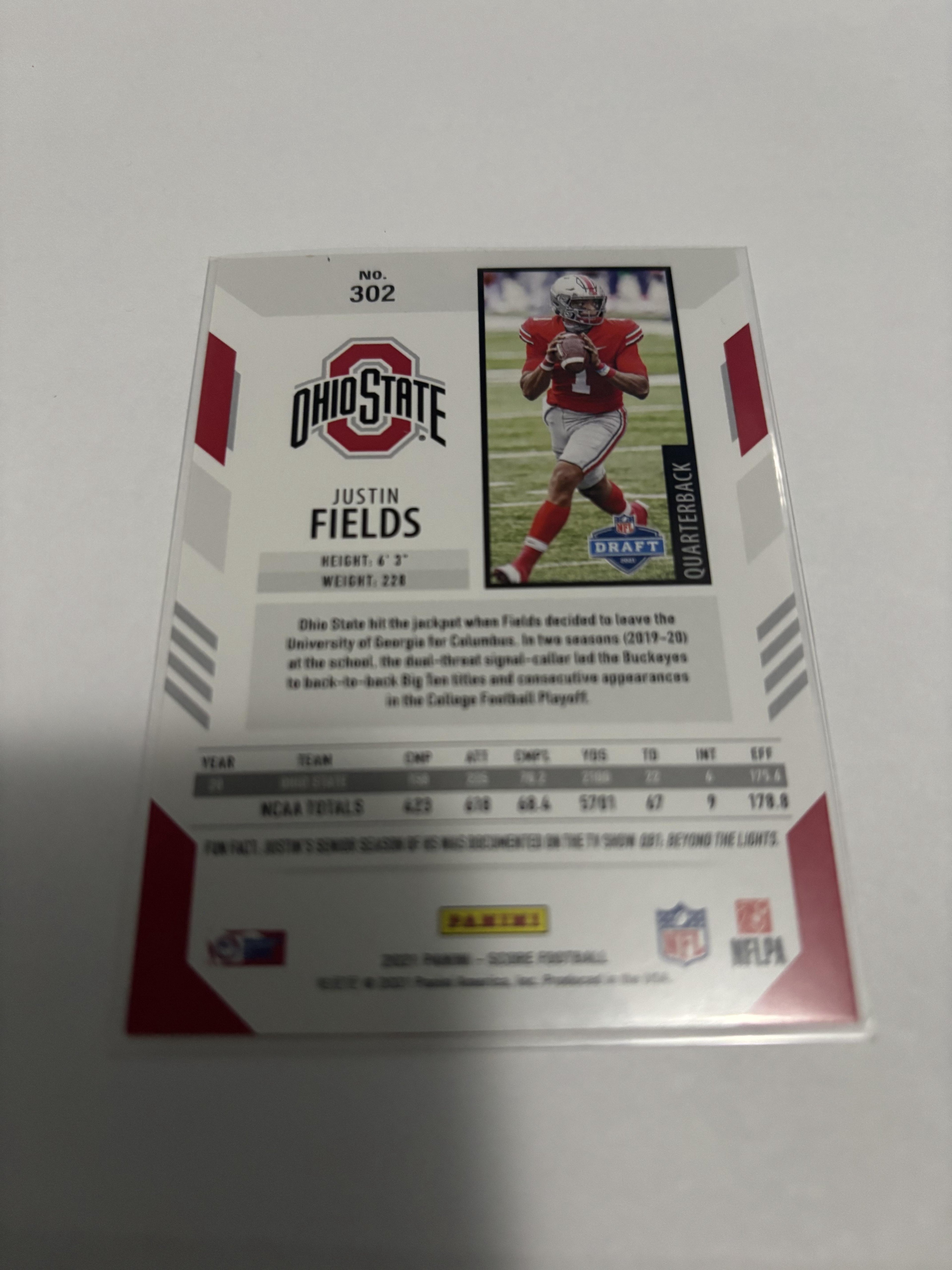 2021 Panini Score Justin Fields Rookie Card RC #302 Ohio State Buckeyes