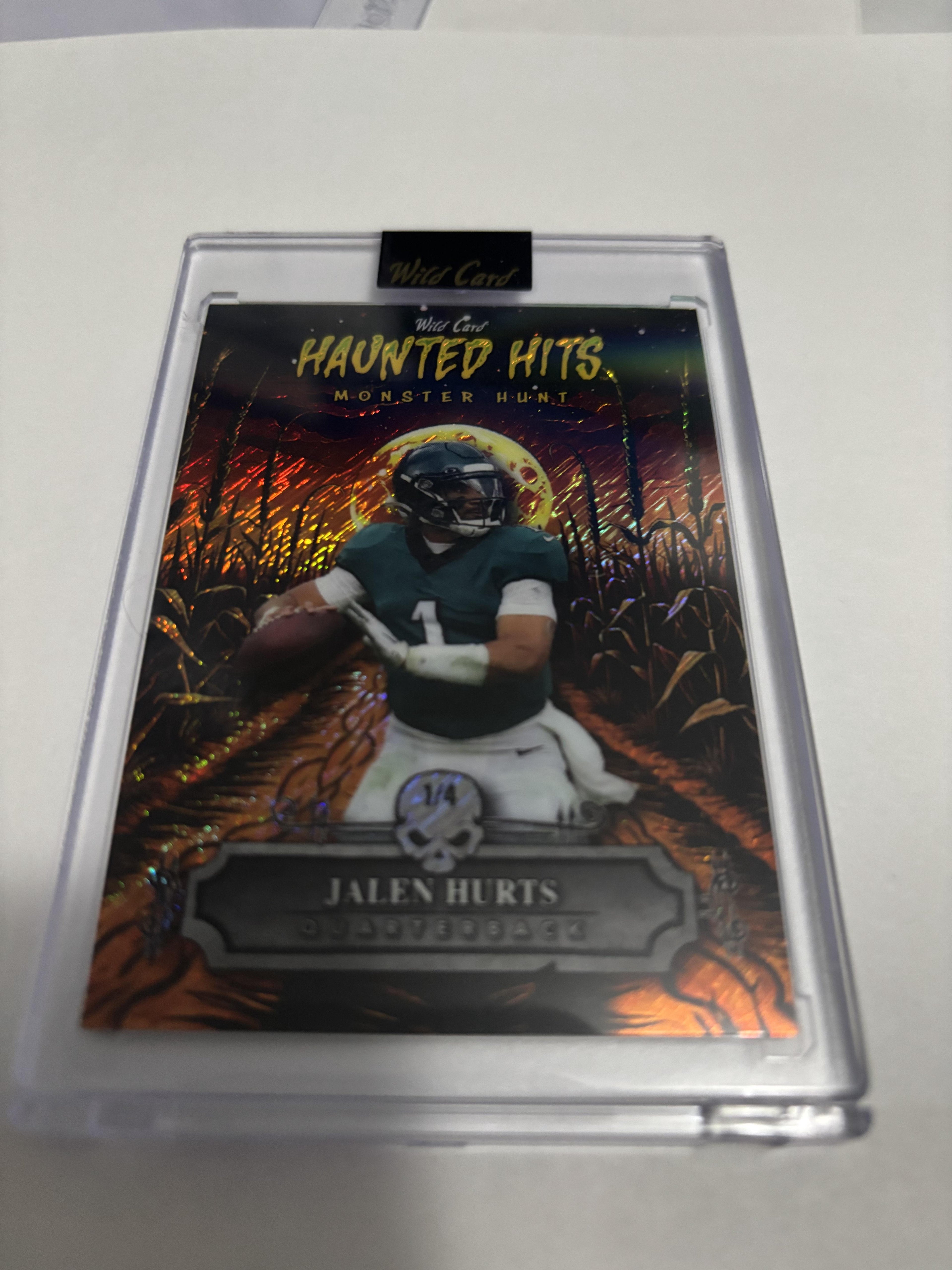 2025 Wild Card Haunted Hits Jalen Hurts 1/4 Four Skull Monster Hunt Eagles
