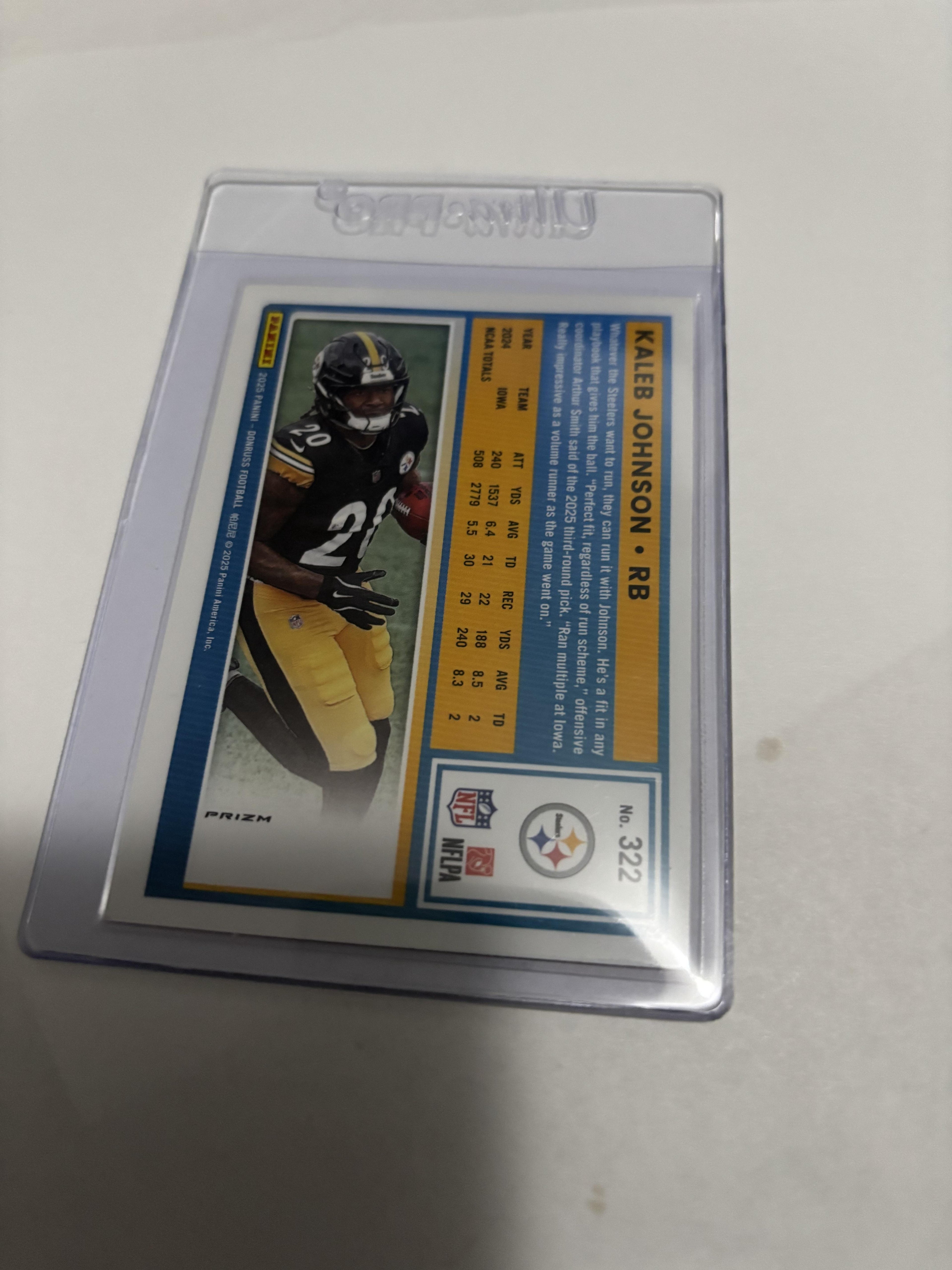 2025 Donruss Optic Kaleb Johnson Rated Rookie PINK VELOCITY Prizm #322 RC