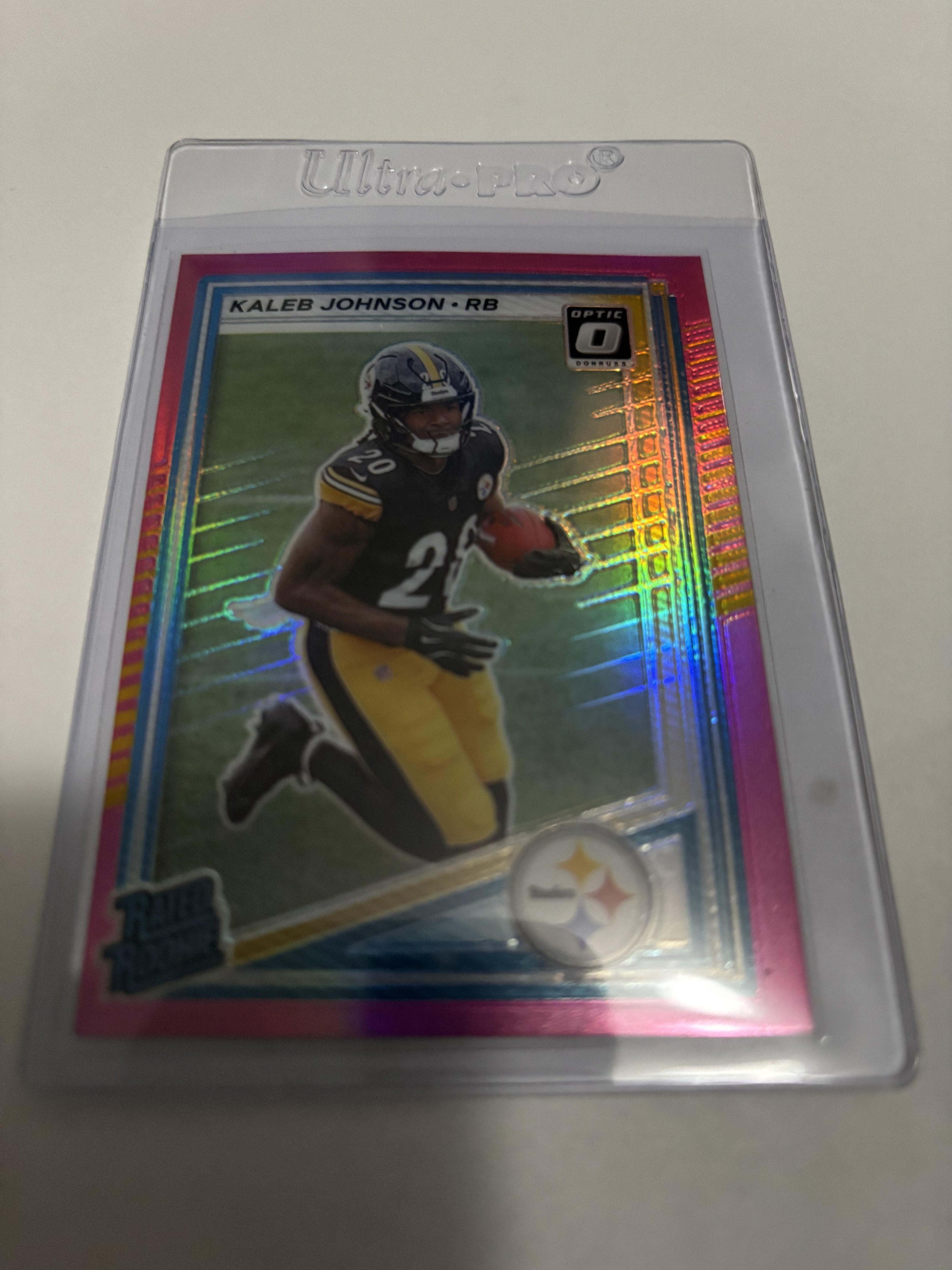 2025 Donruss Optic Kaleb Johnson Rated Rookie PINK VELOCITY Prizm #322 RC