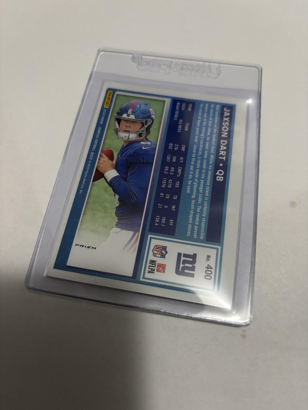 2025 Donruss Optic Jaxson Dart Rated Rookie Red VELOCITY Prizm #400 RC Giants