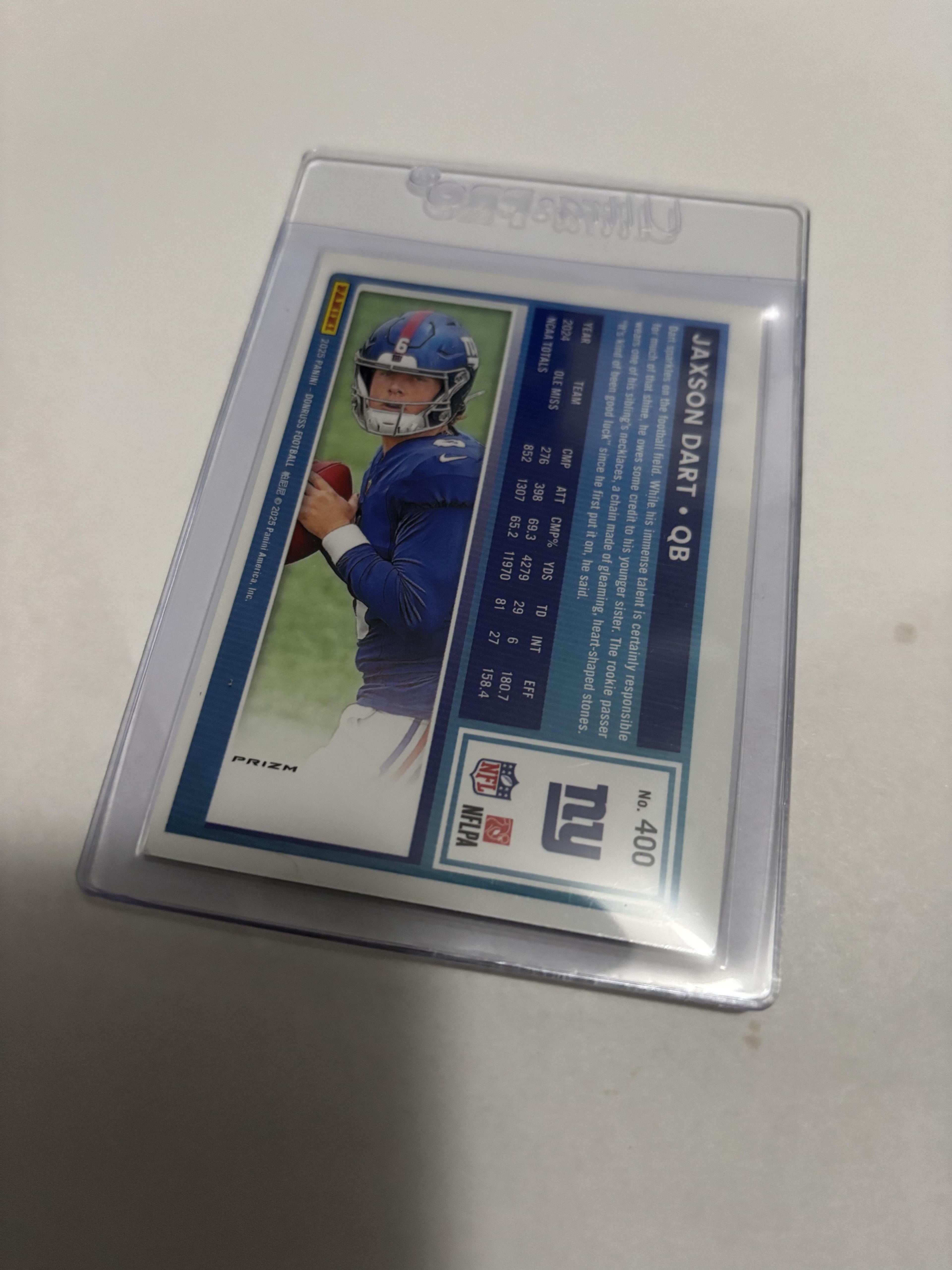 2025 Donruss Optic Jaxson Dart Rated Rookie Red VELOCITY Prizm #400 RC Giants