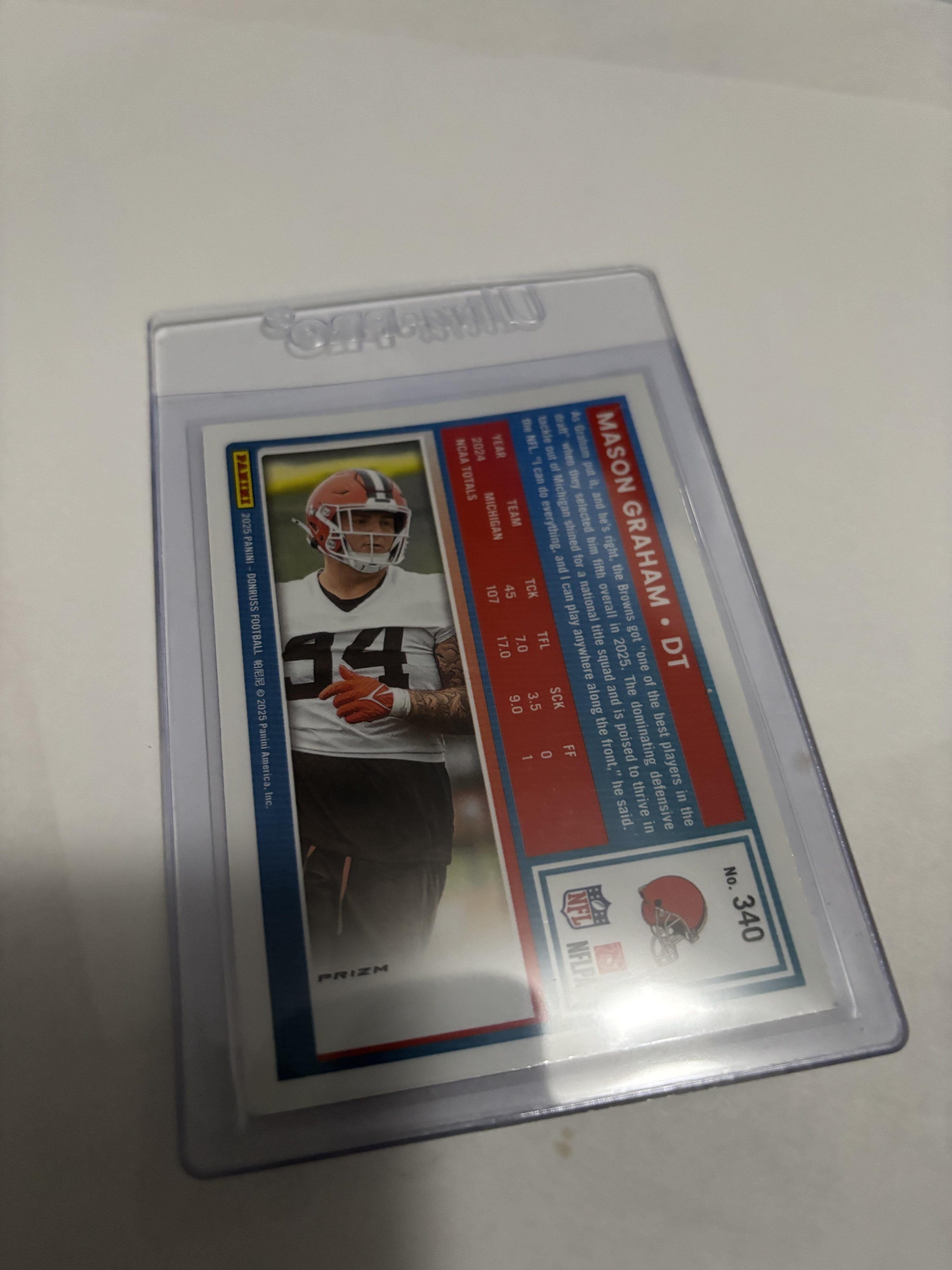 2025 Donruss Mason Graham Rated Rookie Optic Preview Pink Prizm RC #340 Browns