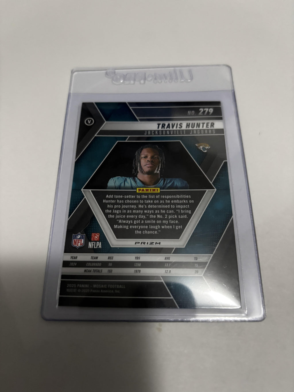 2025 Panini Mosaic Travis Hunter Rookie RC #279 Silver Prizm Refractor Jaguars