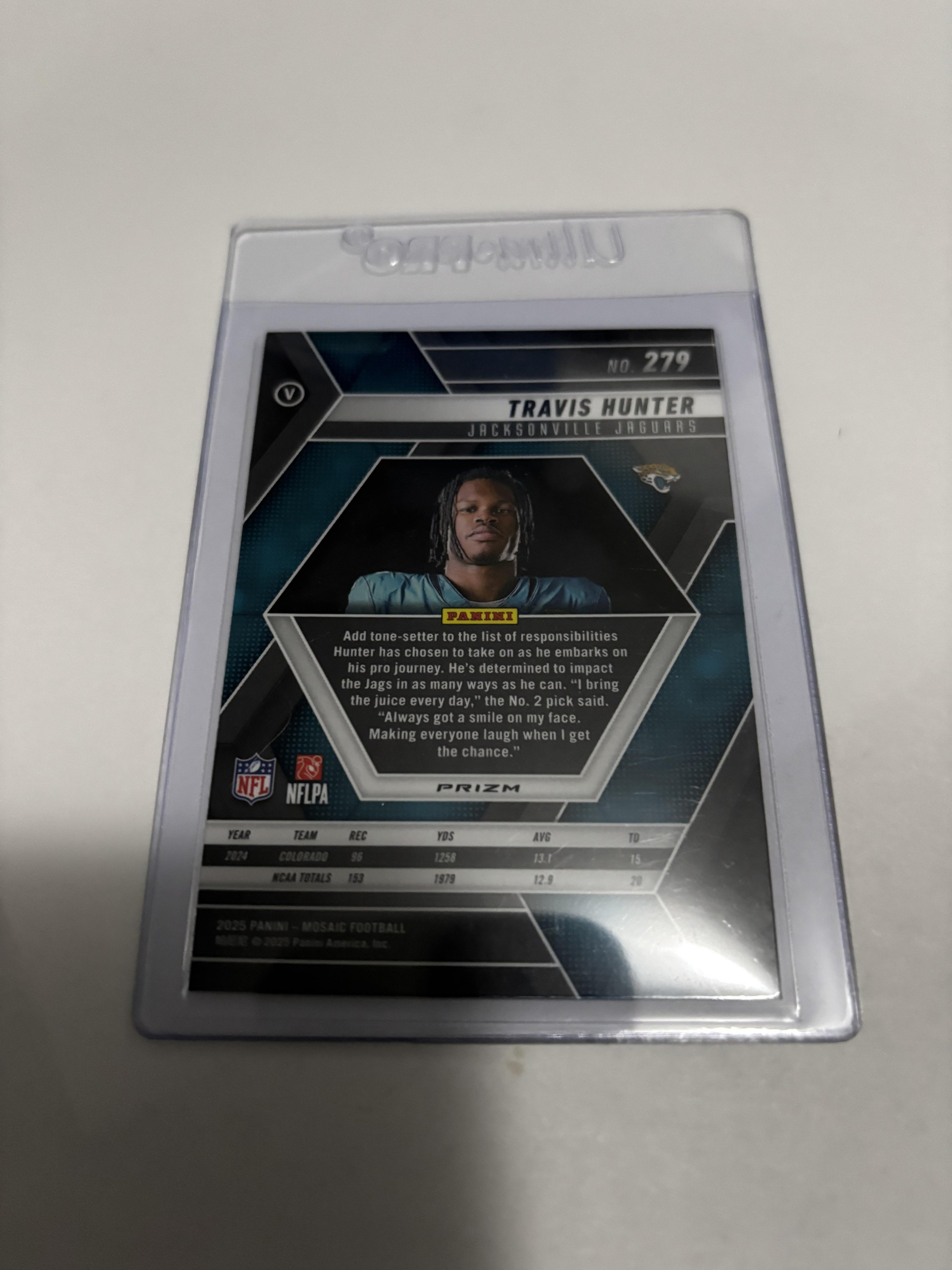 2025 Panini Mosaic Travis Hunter Rookie RC #279 Silver Prizm Refractor Jaguars