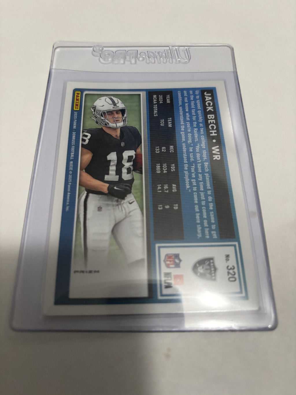 2025 Panini Donruss Optic Jack Bech Pink Velocity Rated Rookie #320 Raiders