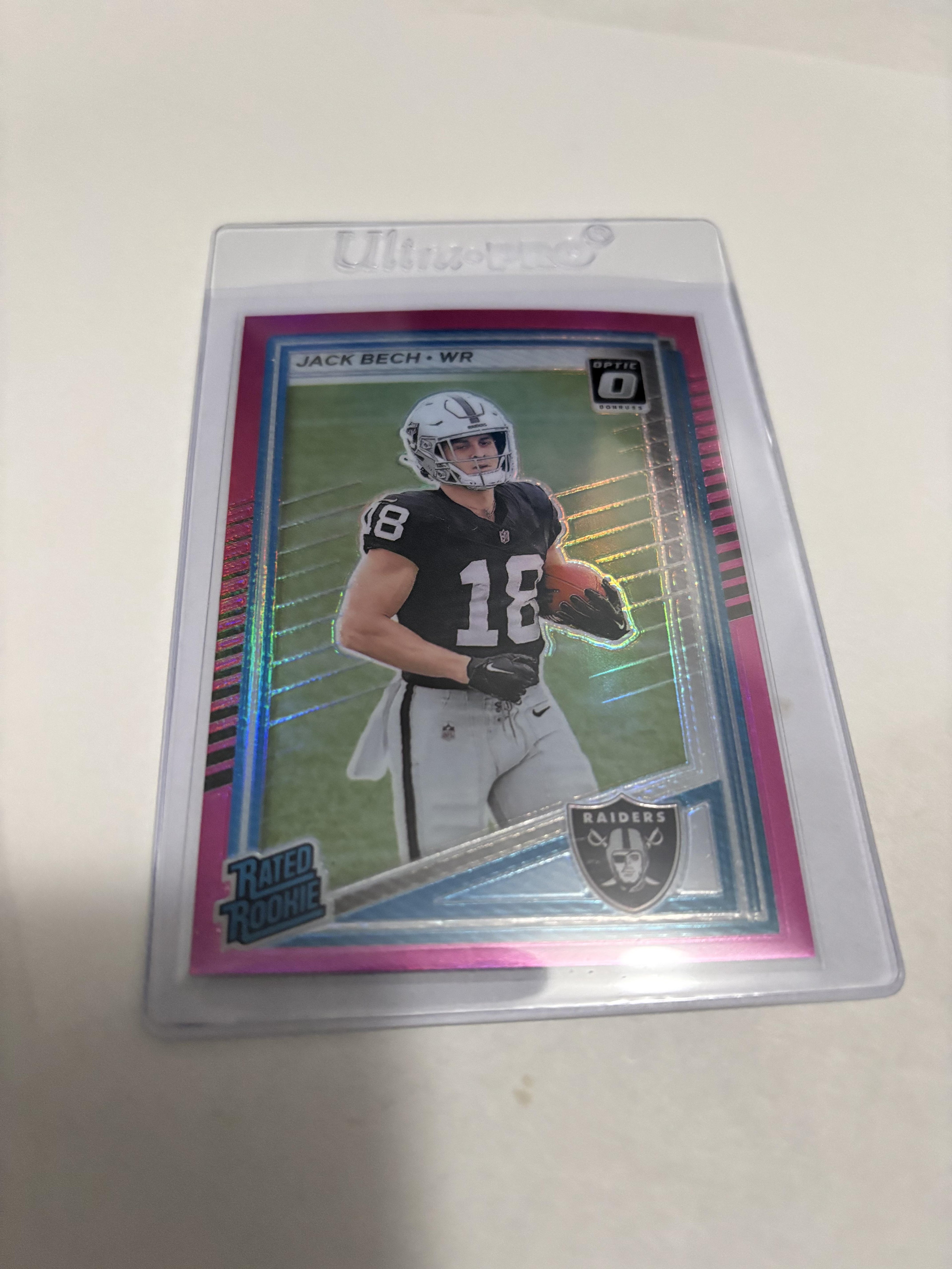 2025 Panini Donruss Optic Jack Bech Pink Velocity Rated Rookie #320 Raiders