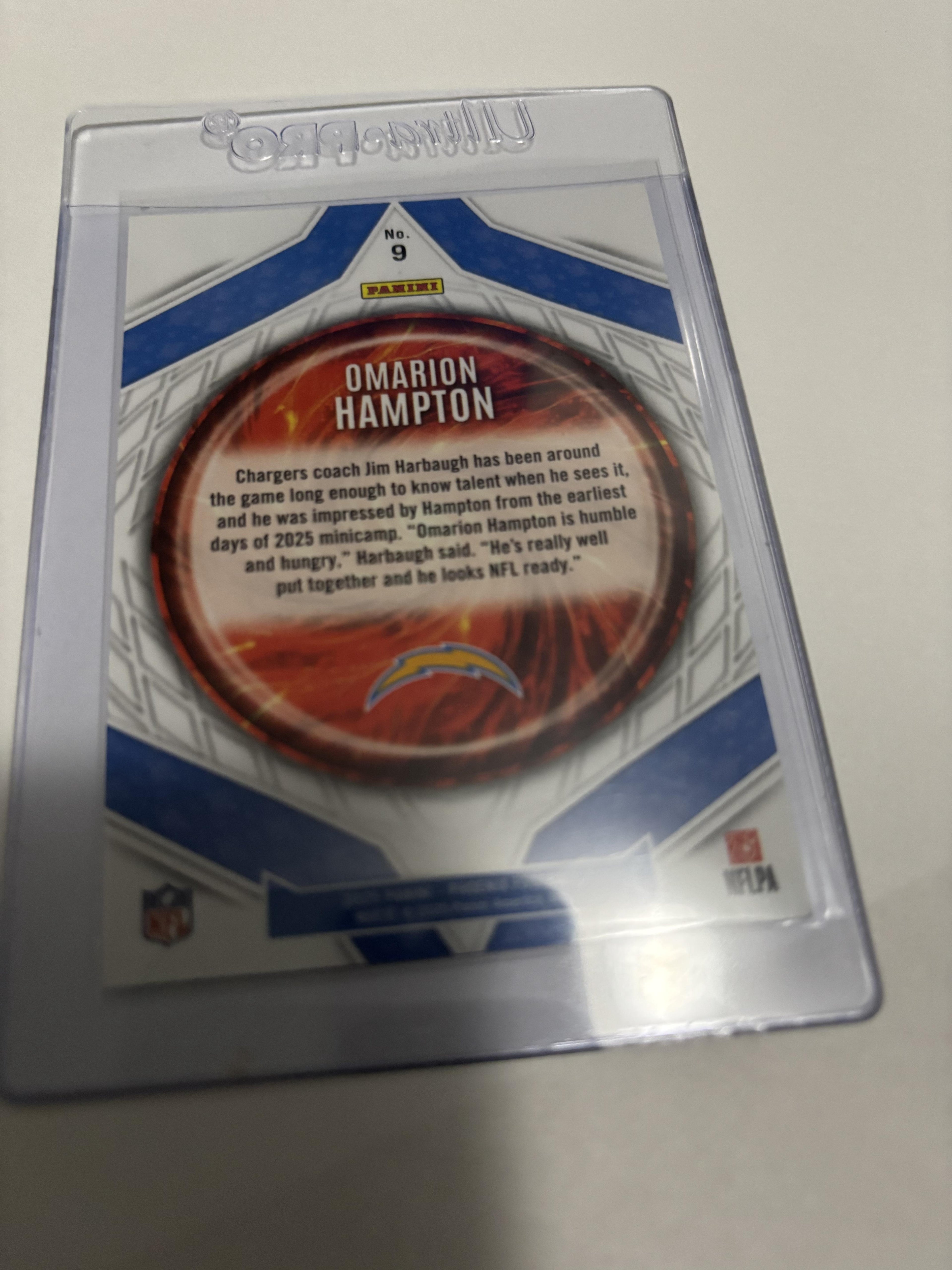 2025 Panini Phoenix Omarion Hampton Paragon Prizm RC #9 Chargers