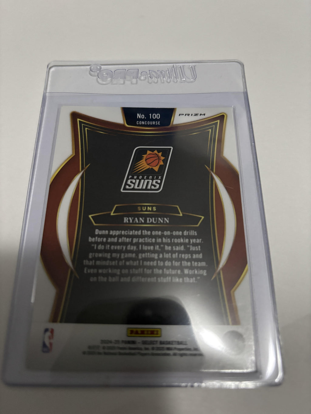 2024-25 Panini Select Ryan Dunn Orange Flash Prizm RC #100 Concourse Suns