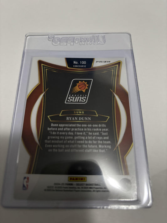 2024-25 Panini Select Ryan Dunn Orange Flash Prizm RC #100 Concourse Suns