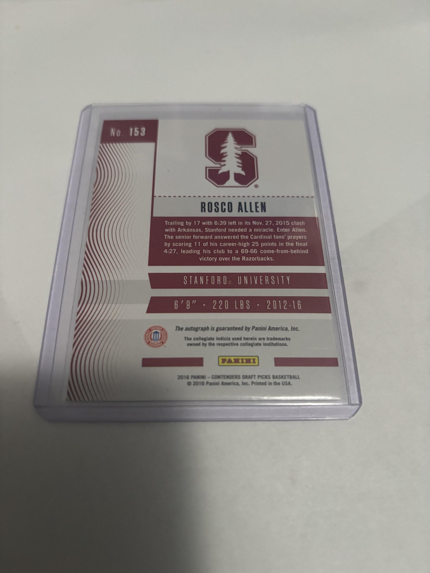 2016-17 Panini Contenders Draft Picks Rosco Allen College Ticket Auto #153 RC
