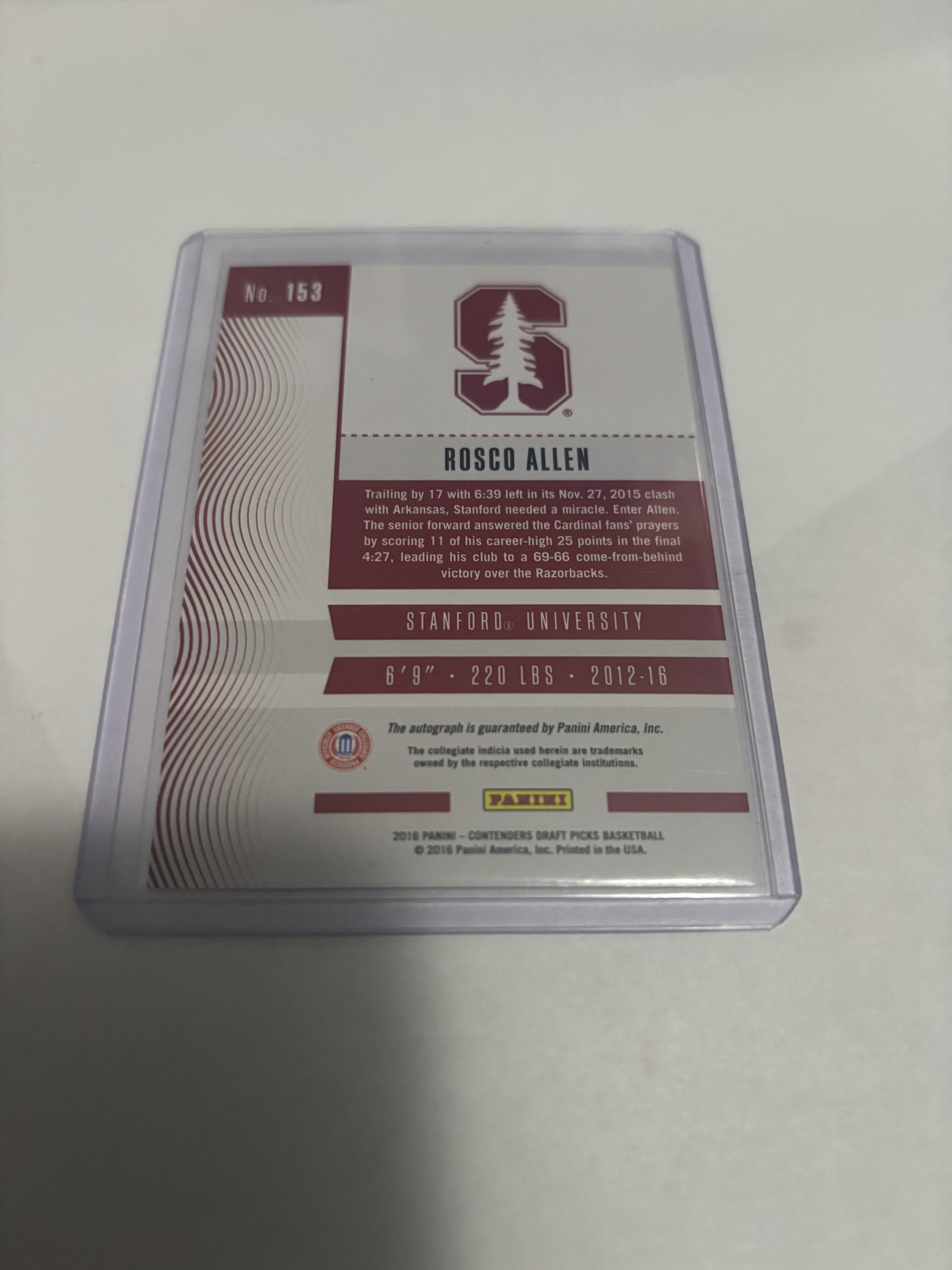 2016-17 Panini Contenders Draft Picks Rosco Allen College Ticket Auto #153 RC