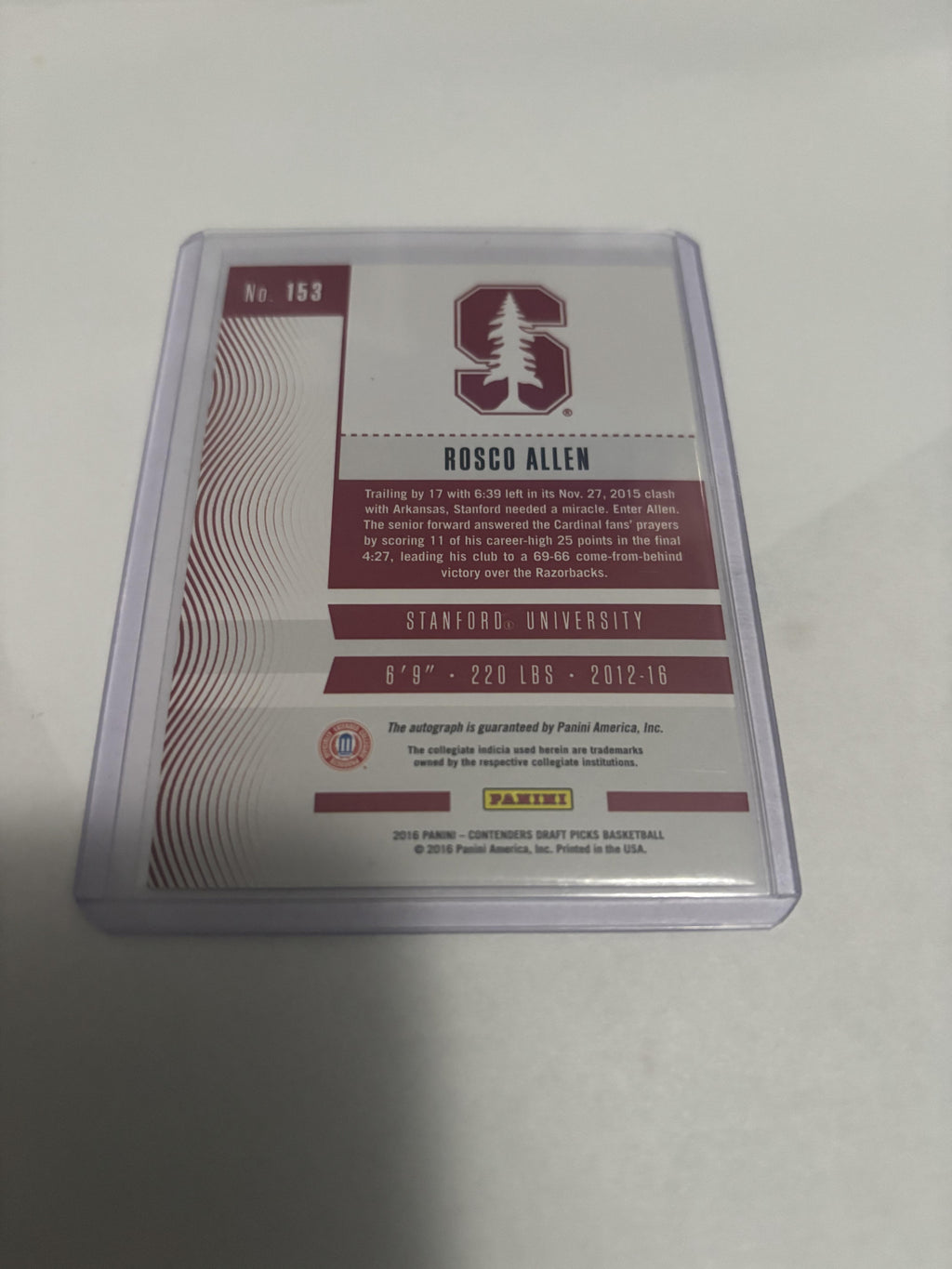 2016-17 Panini Contenders Draft Picks Rosco Allen College Ticket Auto #153 RC