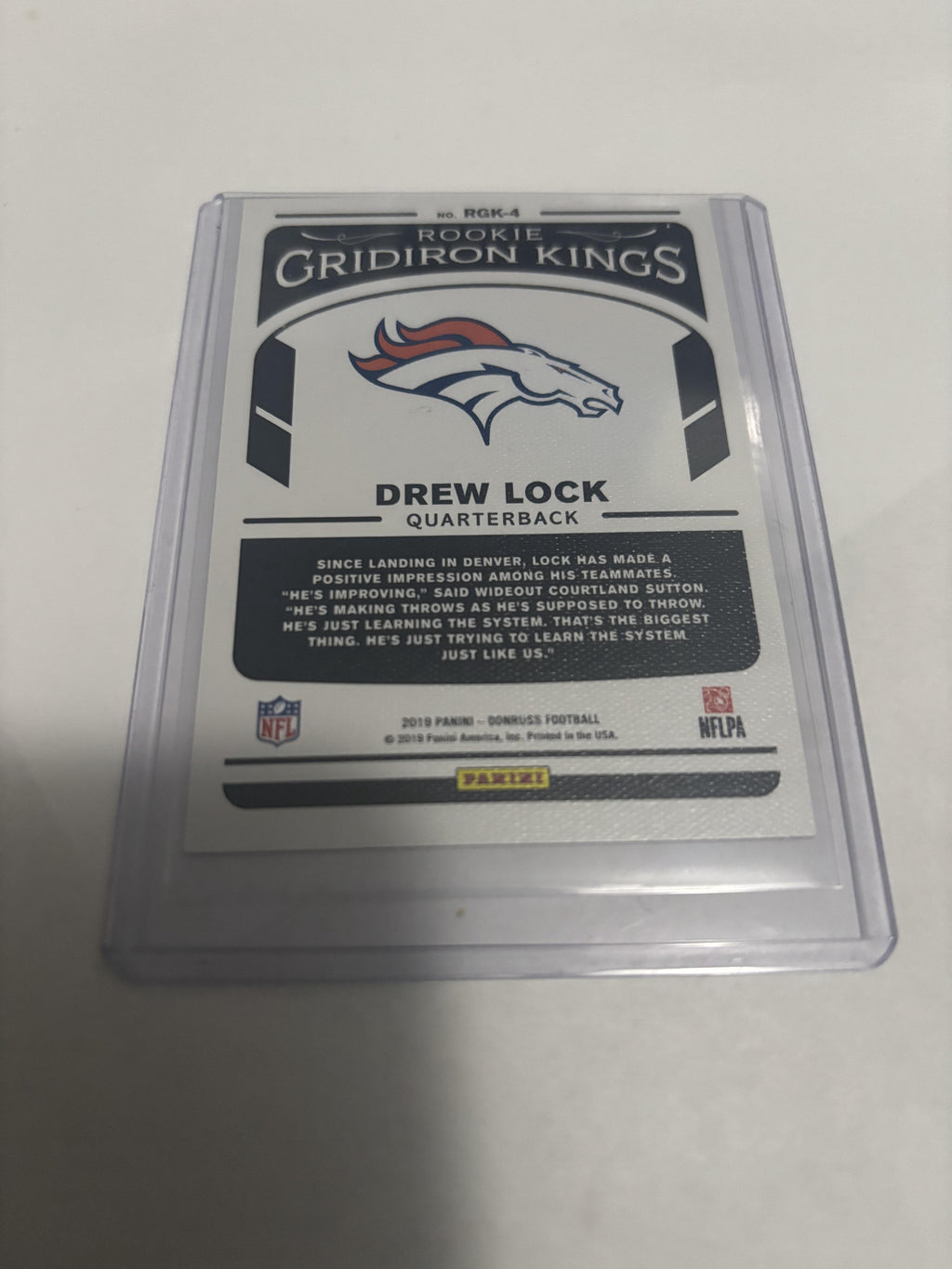 2019 Donruss Drew Lock Rookie Gridiron Kings #RGK-4 Broncos RC Insert