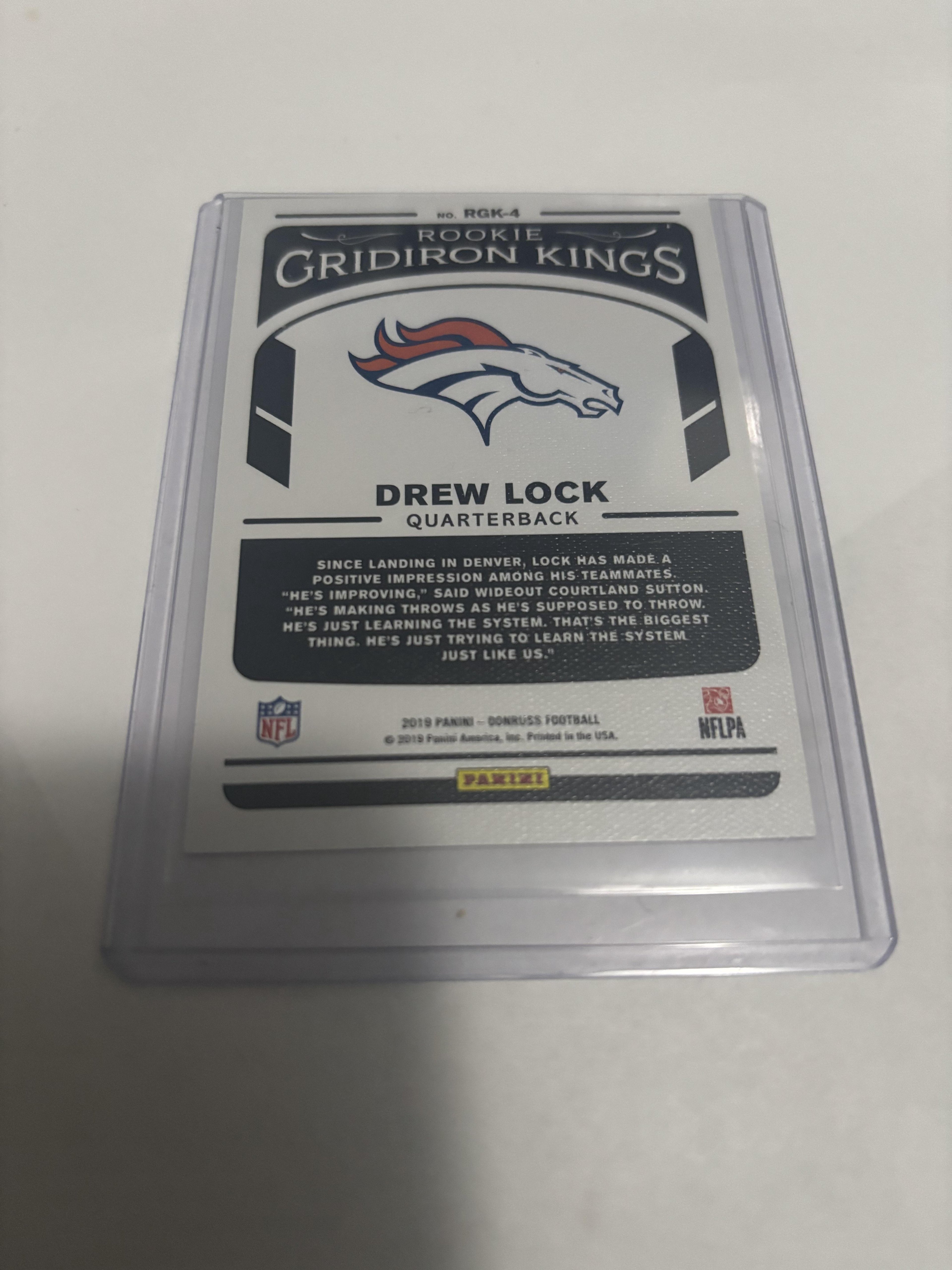 2019 Donruss Drew Lock Rookie Gridiron Kings #RGK-4 Broncos RC Insert