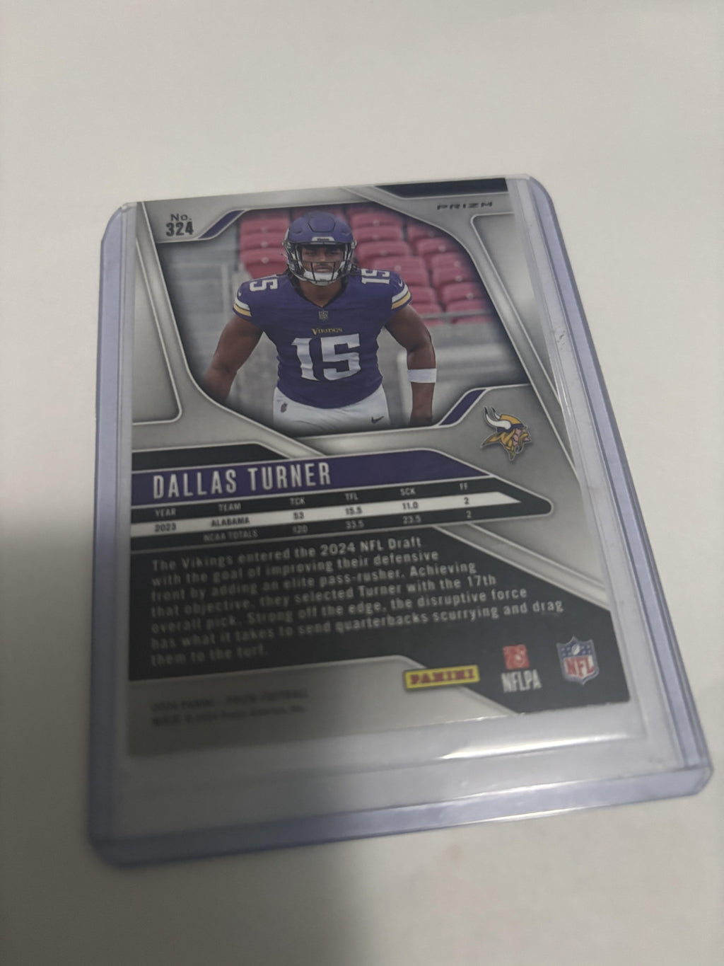2024 Panini Prizm Dallas Turner RC #324 Red White Blue Prizm Vikings Rookie
