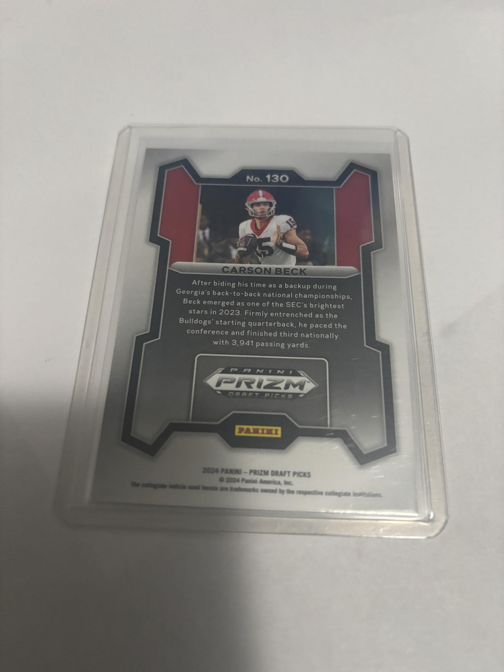 2024 Panini Prizm Draft Picks Carson Beck Silver Prizm RC #130 Georgia