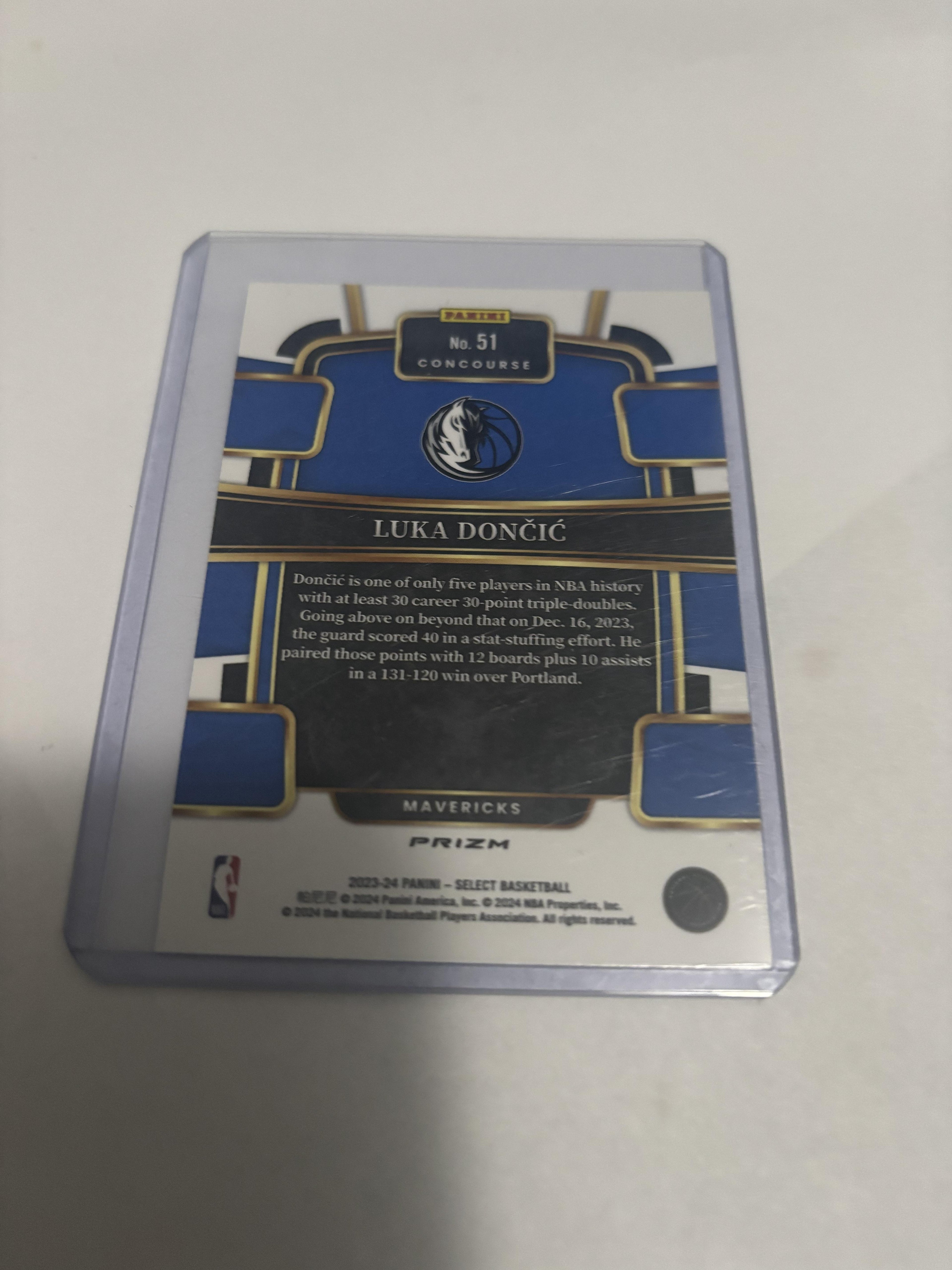 2023-24 Panini Select Luka Doncic Blue Prizm Concourse #51 Mavericks