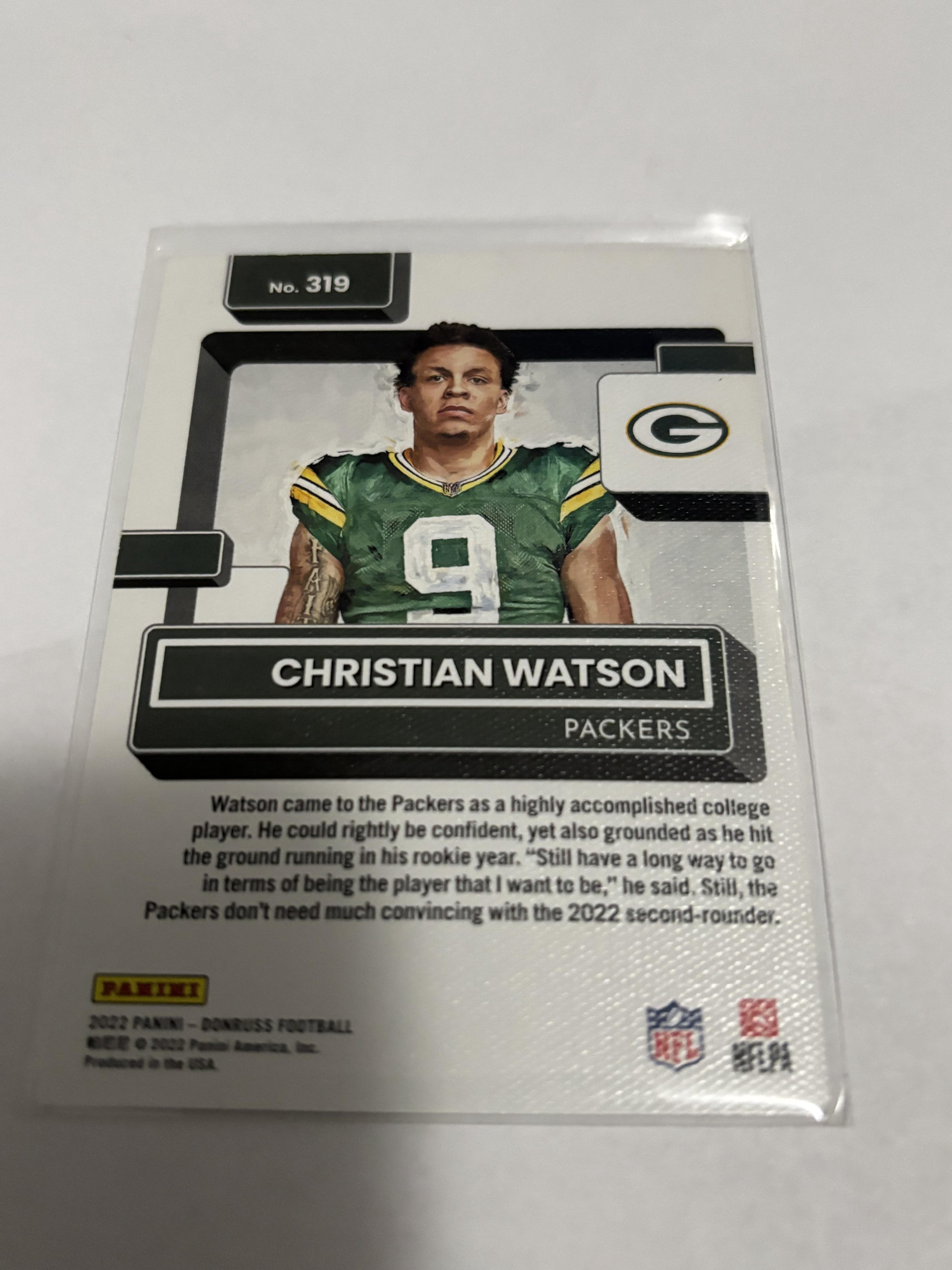 2022 Donruss #319 Christian Watson Rated Rookies Portrait