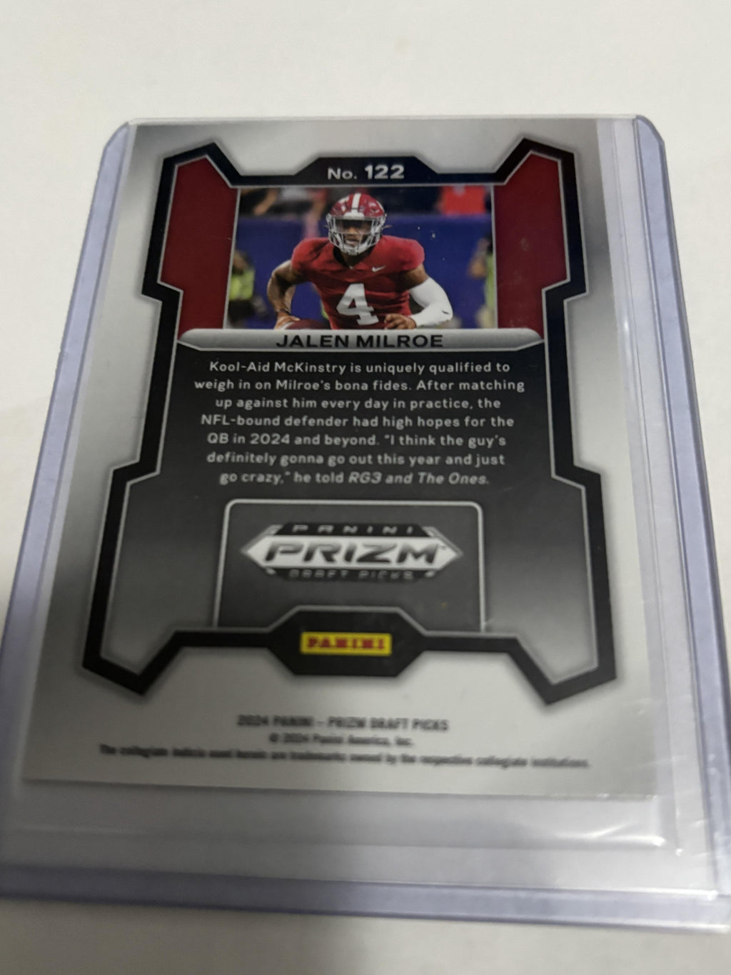 2024 Panini Prizm Draft Picks Jalen Milroe Silver Prizm #122 Alabama RC