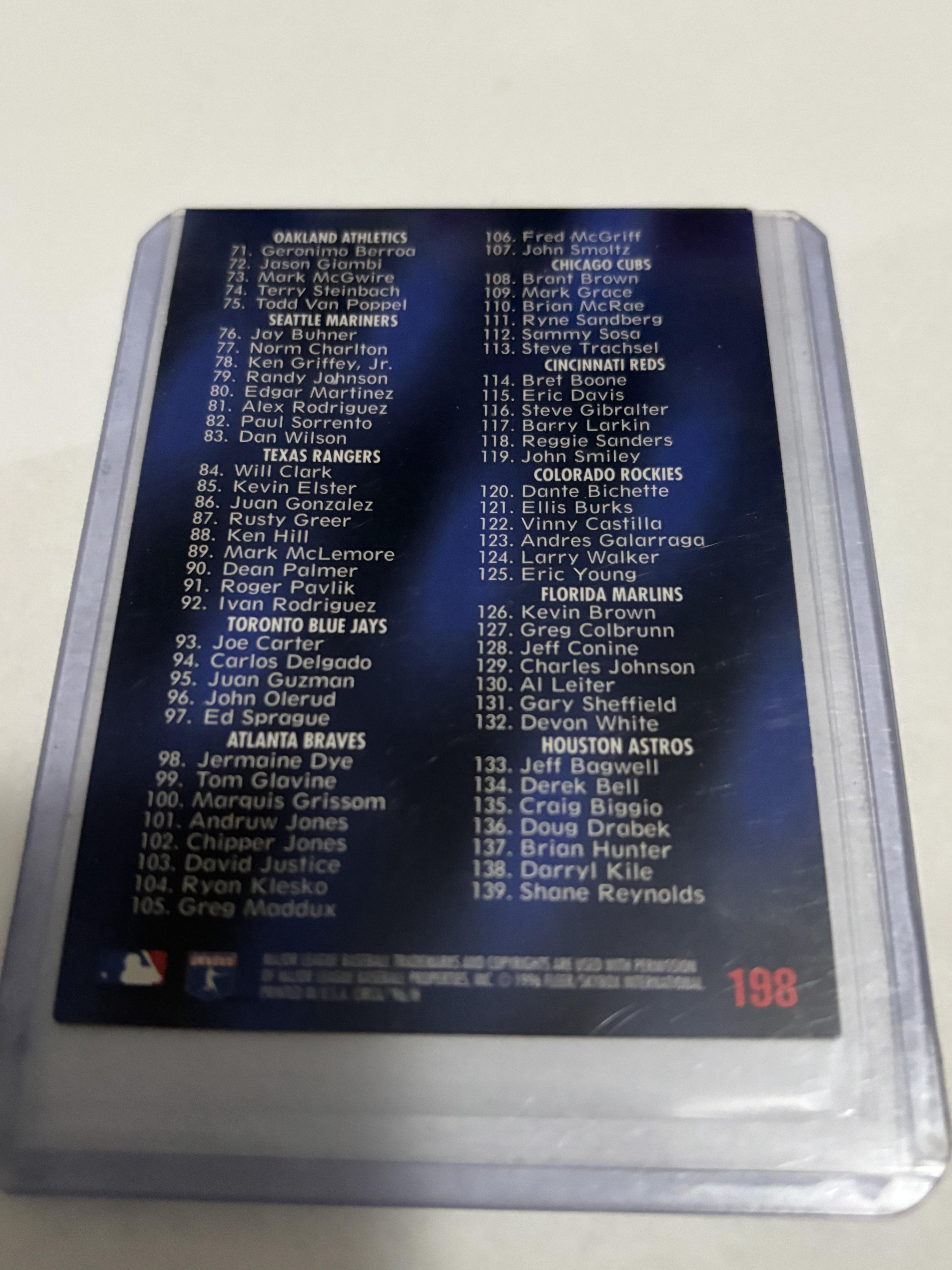 1996 Fleer Circa Ken Griffey Jr. Checklist #198 Seattle Mariners HOF