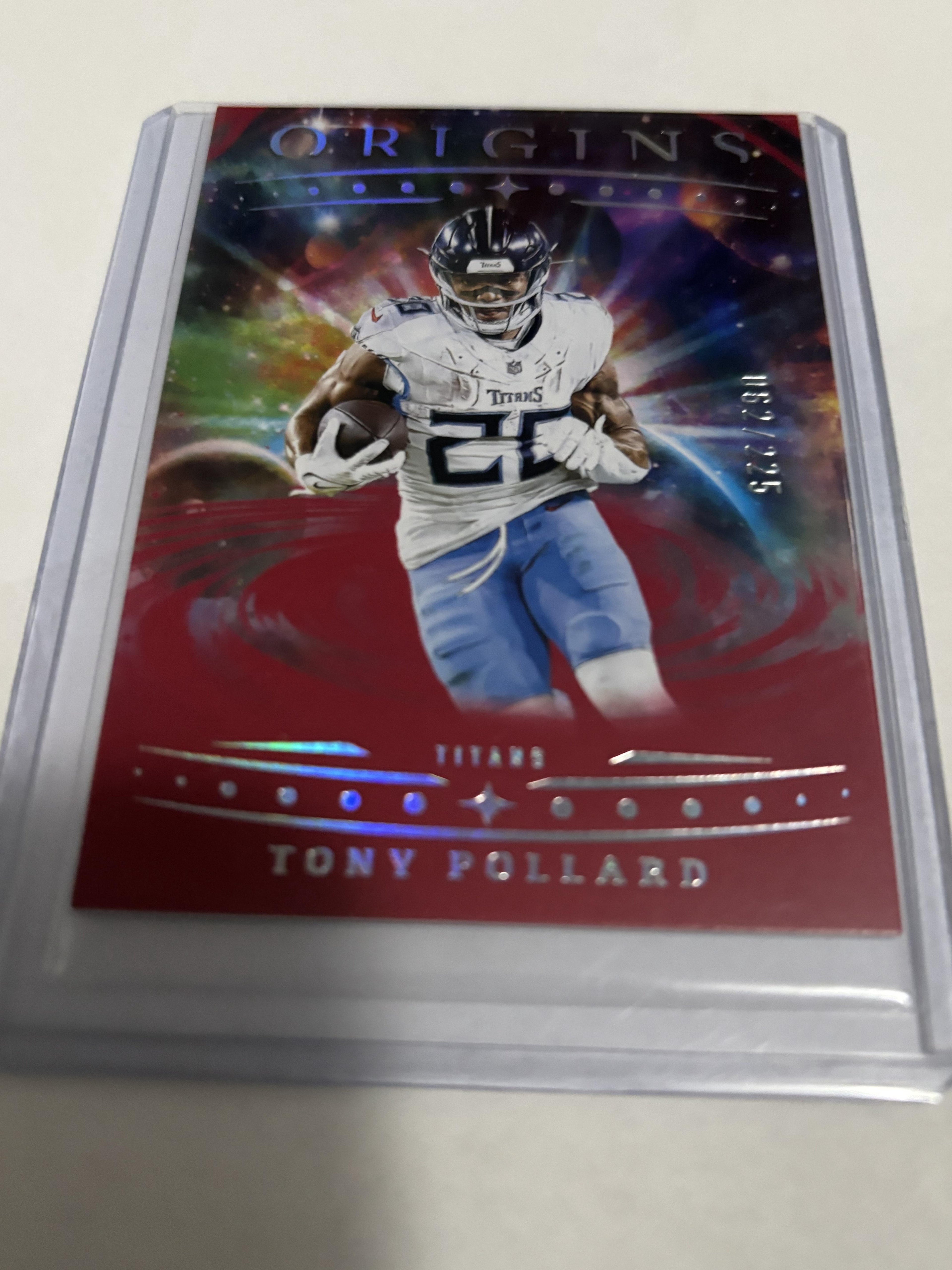 2025 Panini Origins Tony Pollard Red Prizm #46 Tennessee Titans #/225