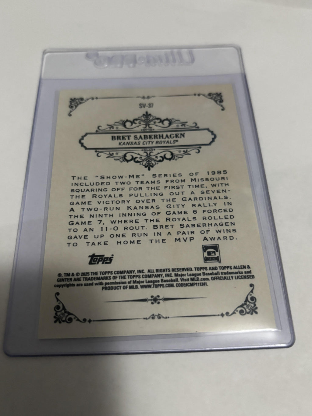 2025 Topps Allen & Ginter Bret Saberhagen Sweet Victory #SV-37 Royals