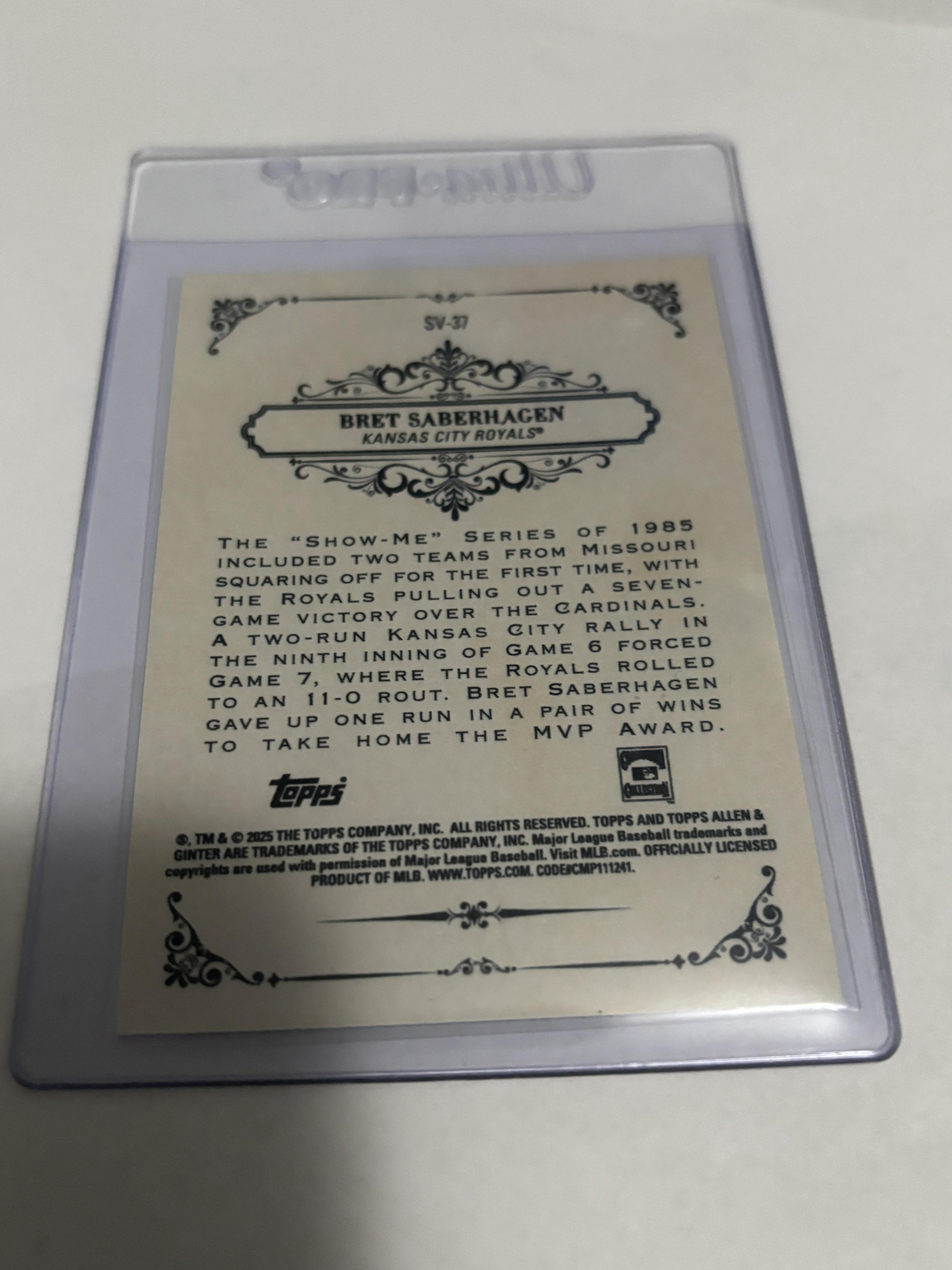 2025 Topps Allen & Ginter Bret Saberhagen Sweet Victory #SV-37 Royals
