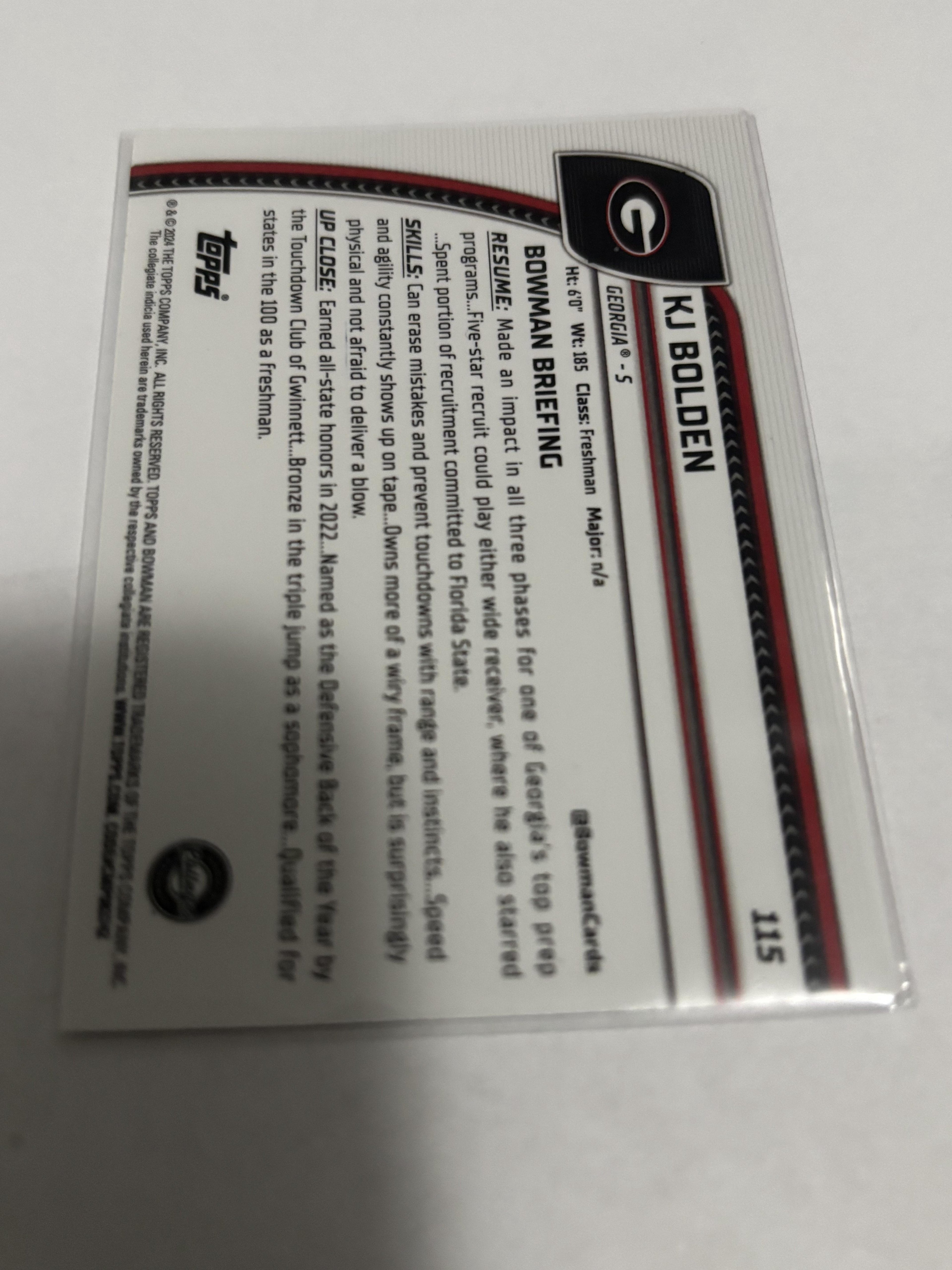 2024 Bowman Chrome University KJ Bolden 1st Bowman Pink Refractor #115