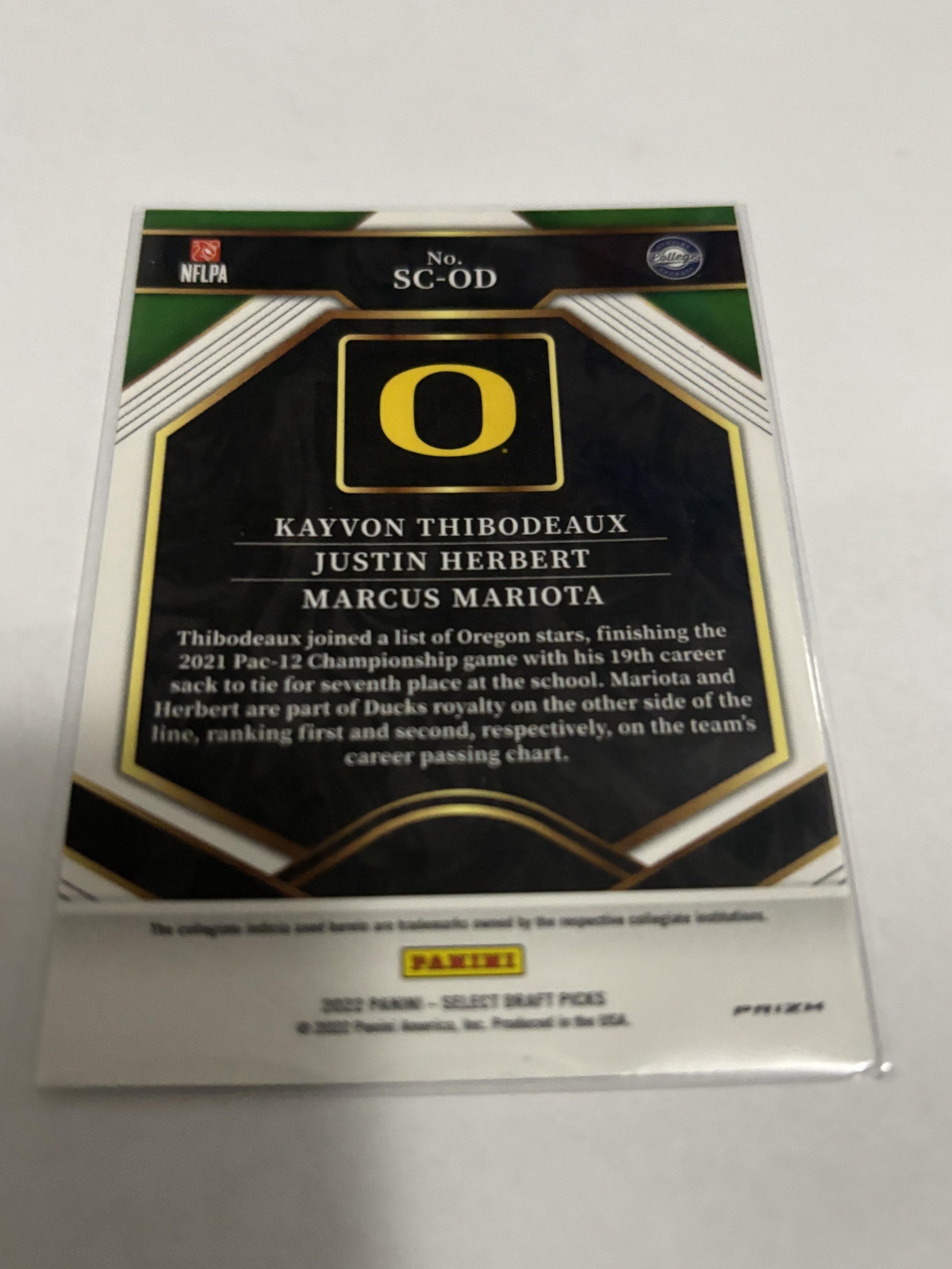 2022 Panini Select Draft Picks Select Company Herbert/Mariota/Thibodeaux #SC-OD