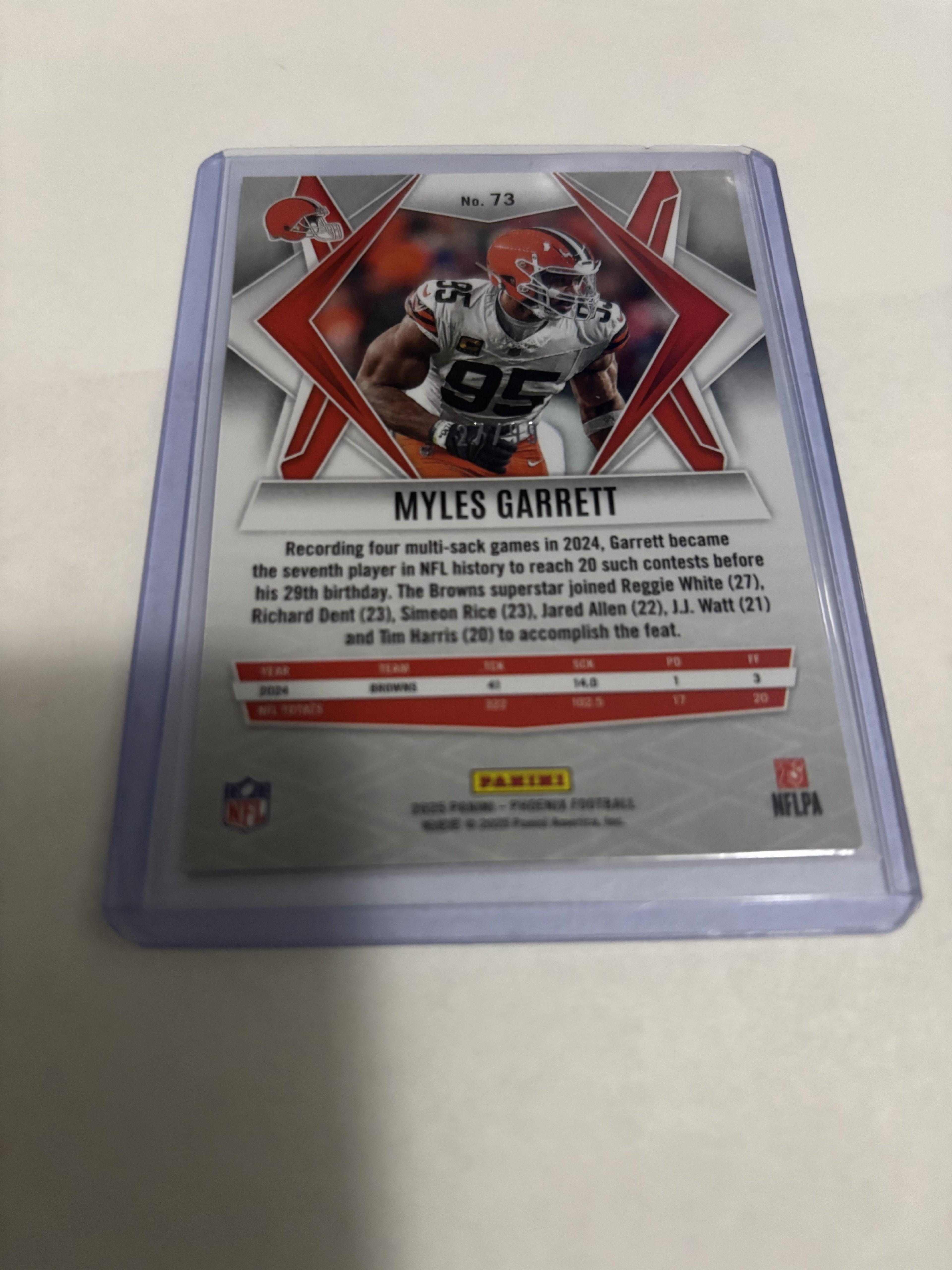 2025 Panini Phoenix Myles Garrett Snowflake Prizm #73 Cleveland Browns #/99