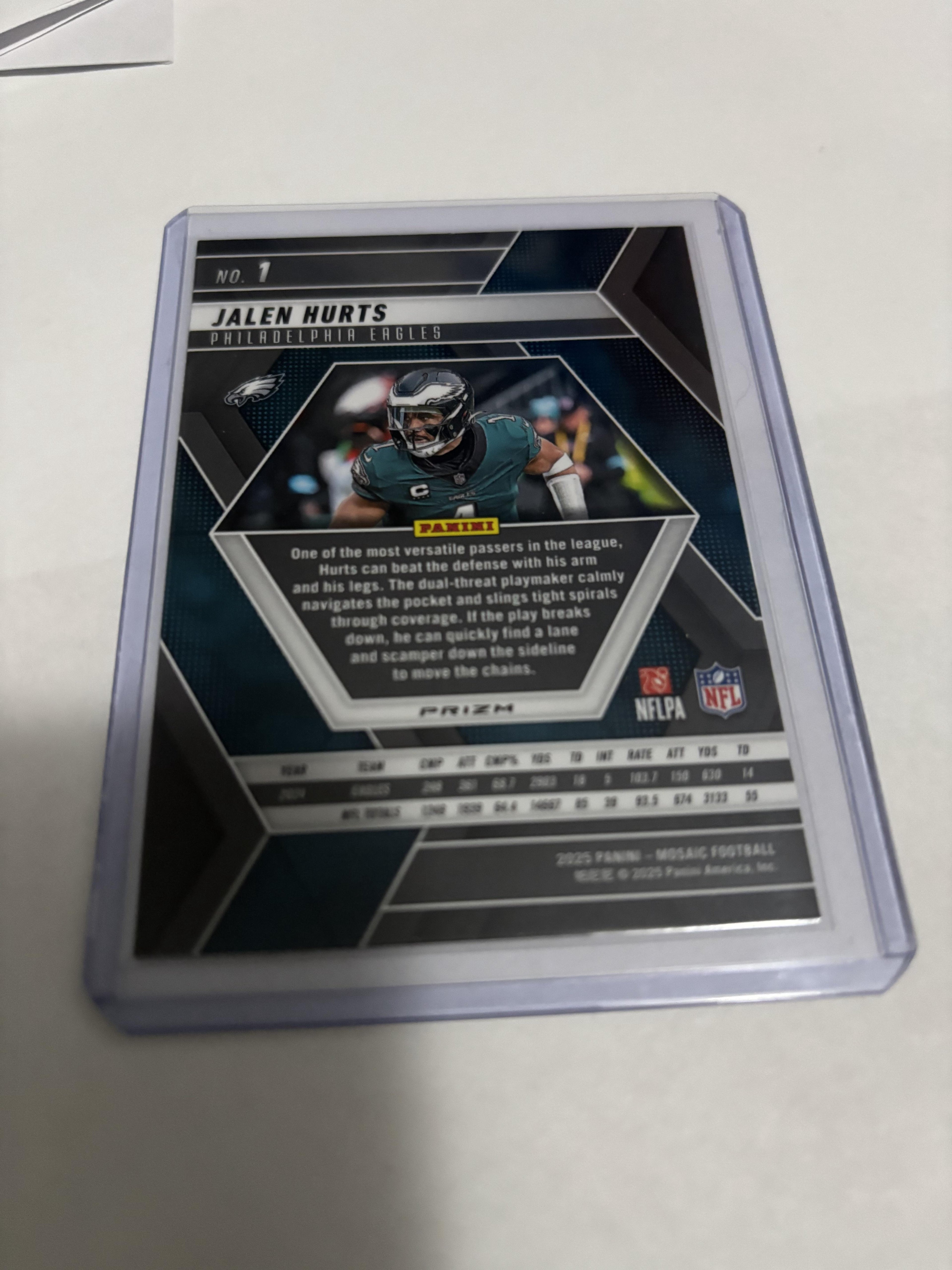 Jalen Hurts 2025 Panini Mosaic #1 Green Mosaic Prizm Parallel Eagles QB