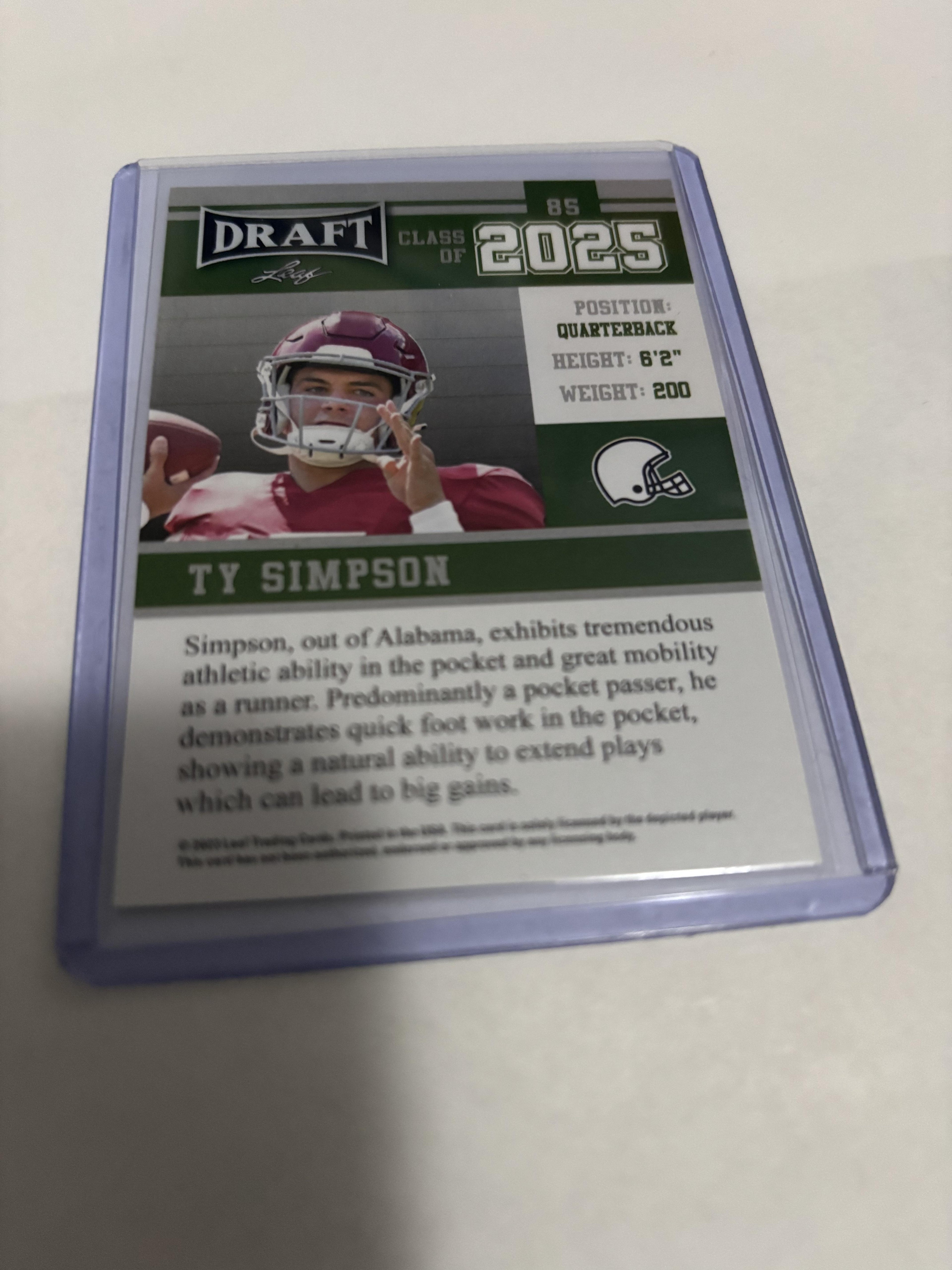 Ty Simpson 2023 Leaf Draft #85 Class of 2025 RC Alabama Crimson Tide