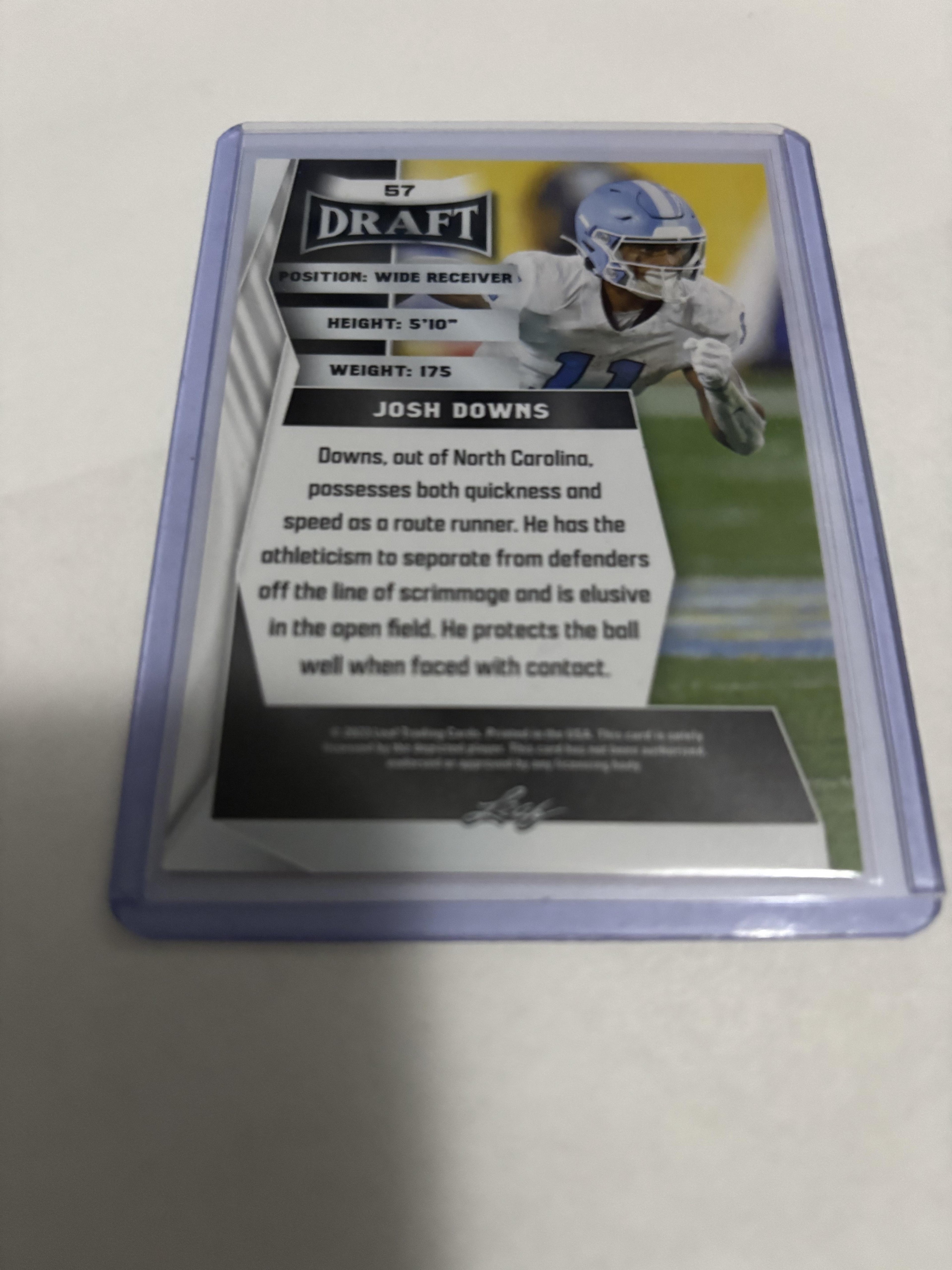 Josh Downs 2023 Leaf Draft #57 Red Parallel Draft Indianapolis Colts