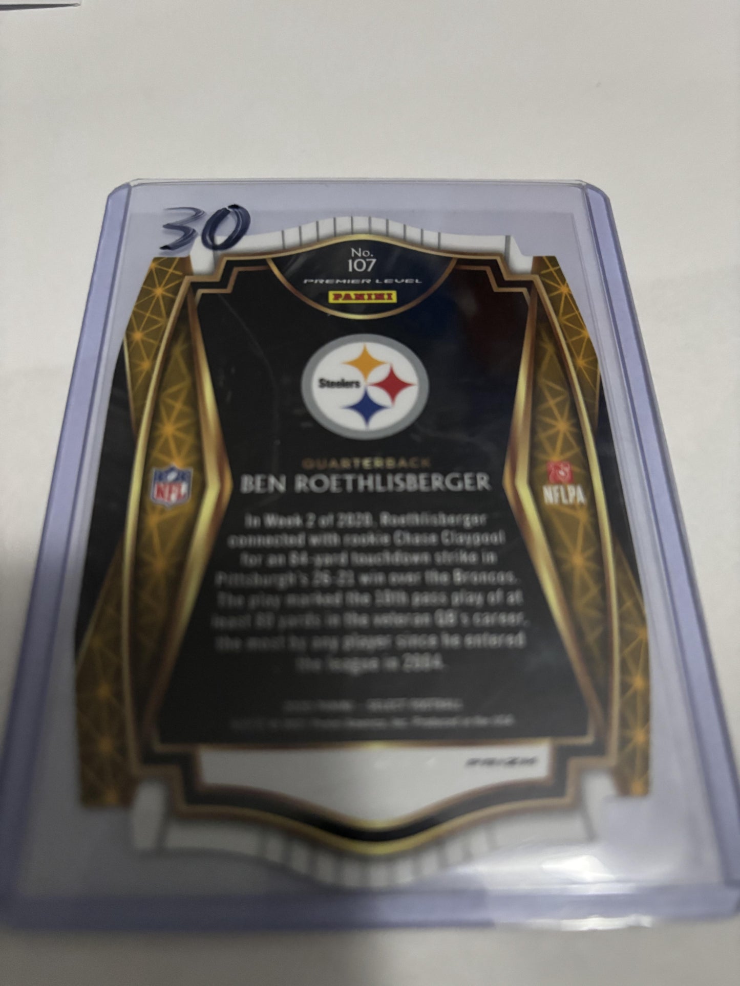 2020 Panini Select #107 Ben Roethlisberger Blue Prizm Die Cut