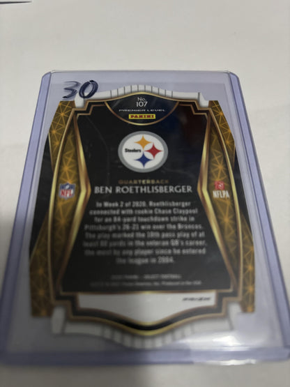 2020 Panini Select #107 Ben Roethlisberger Blue Prizm Die Cut