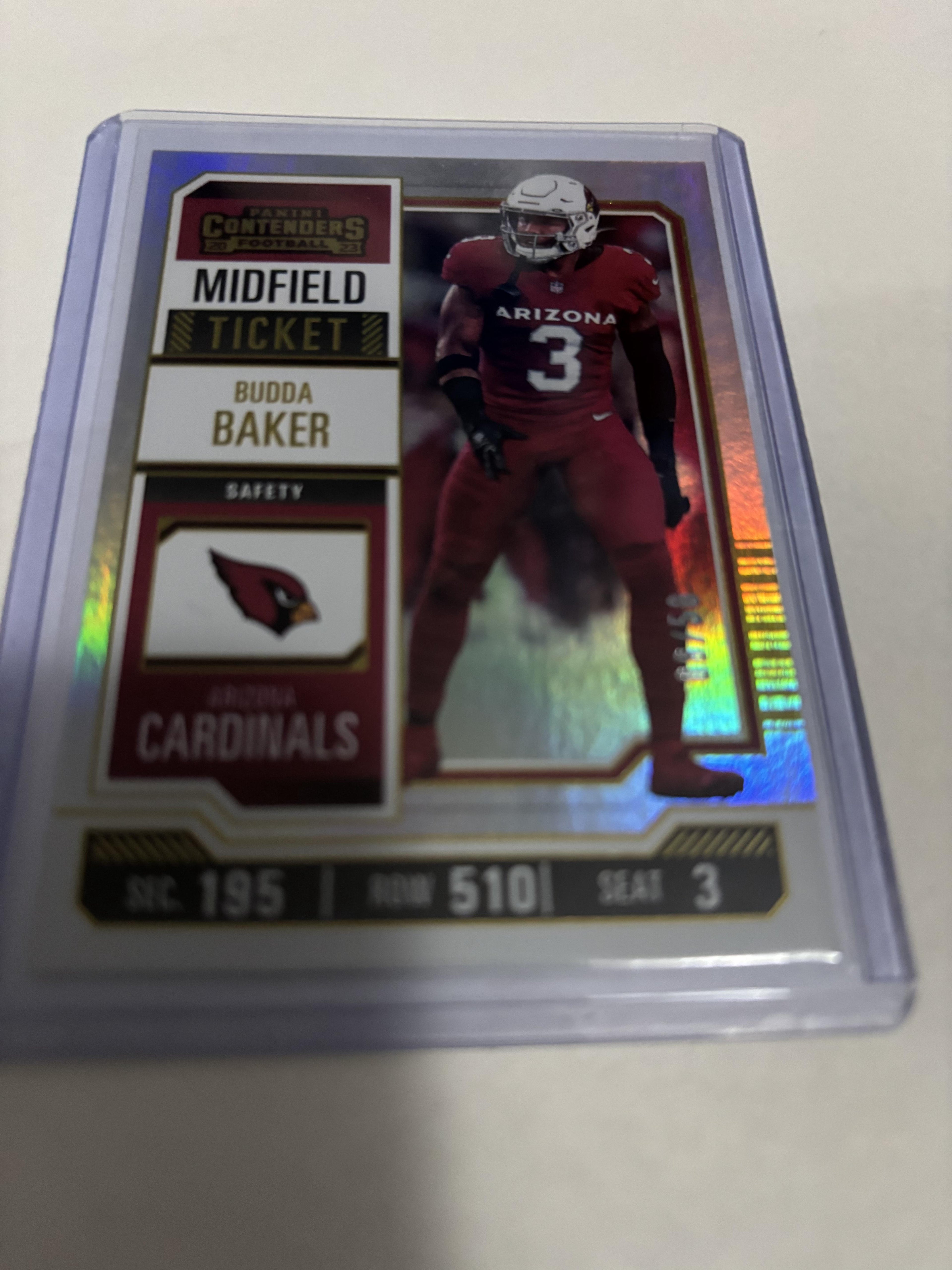 Budda Baker 2023 Panini Contenders Midfield Ticket /50 Arizona Cardinals #1