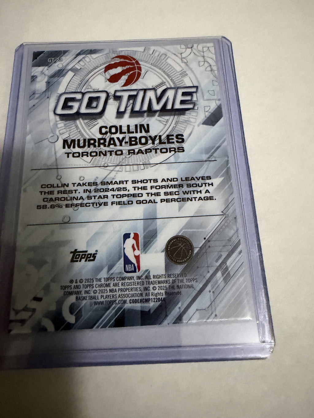 2025 Topps Chrome Collin Murray-Boyles Go Time RC GT-23 Raptors