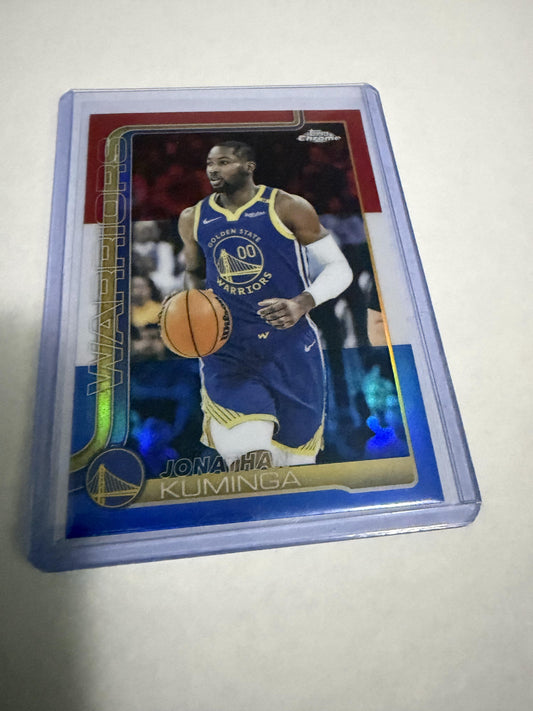2025 Topps Chrome Jonathan Kuminga Red White Blue Refractor No. 211 Warriors