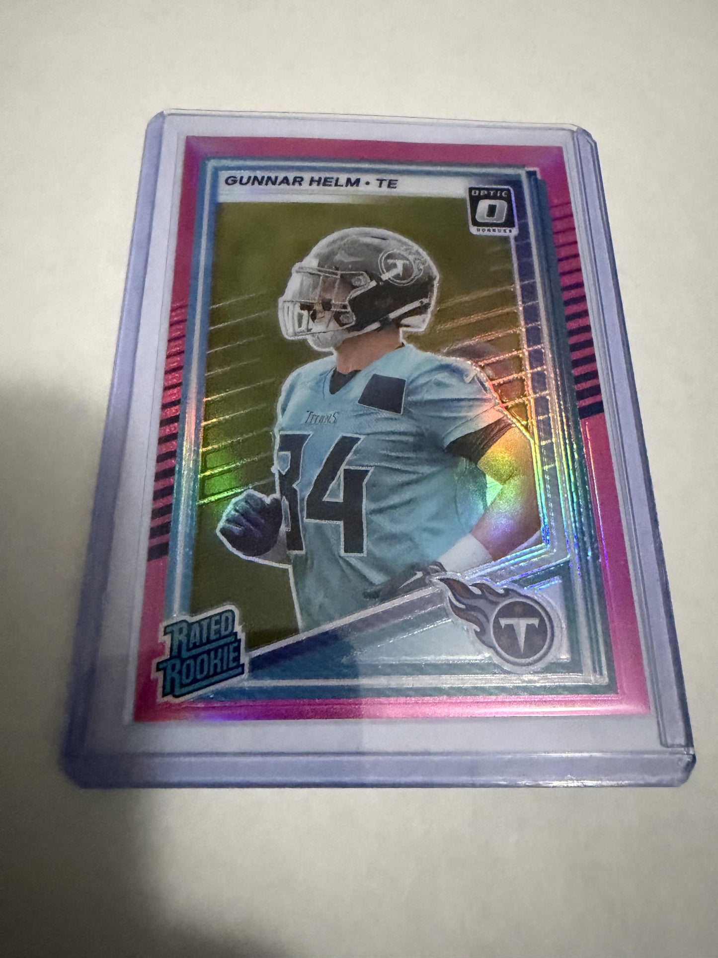2025 Donruss Optic Gunnar Helm #371 Rated Rookie Pink Prizm Titans RC
