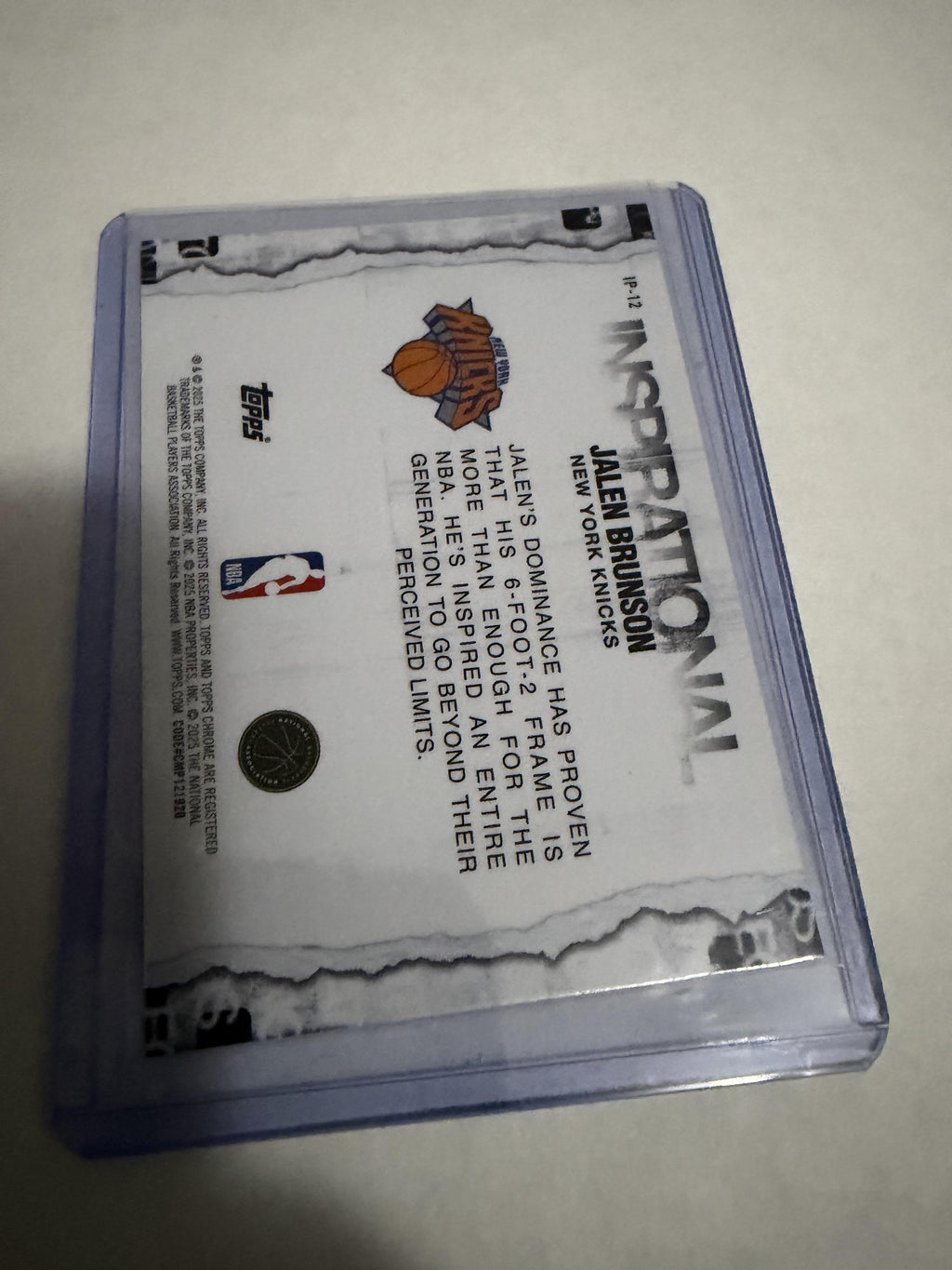 2025 Topps Chrome Jalen Brunson #IP-12 Inspirational Insert New York Knicks