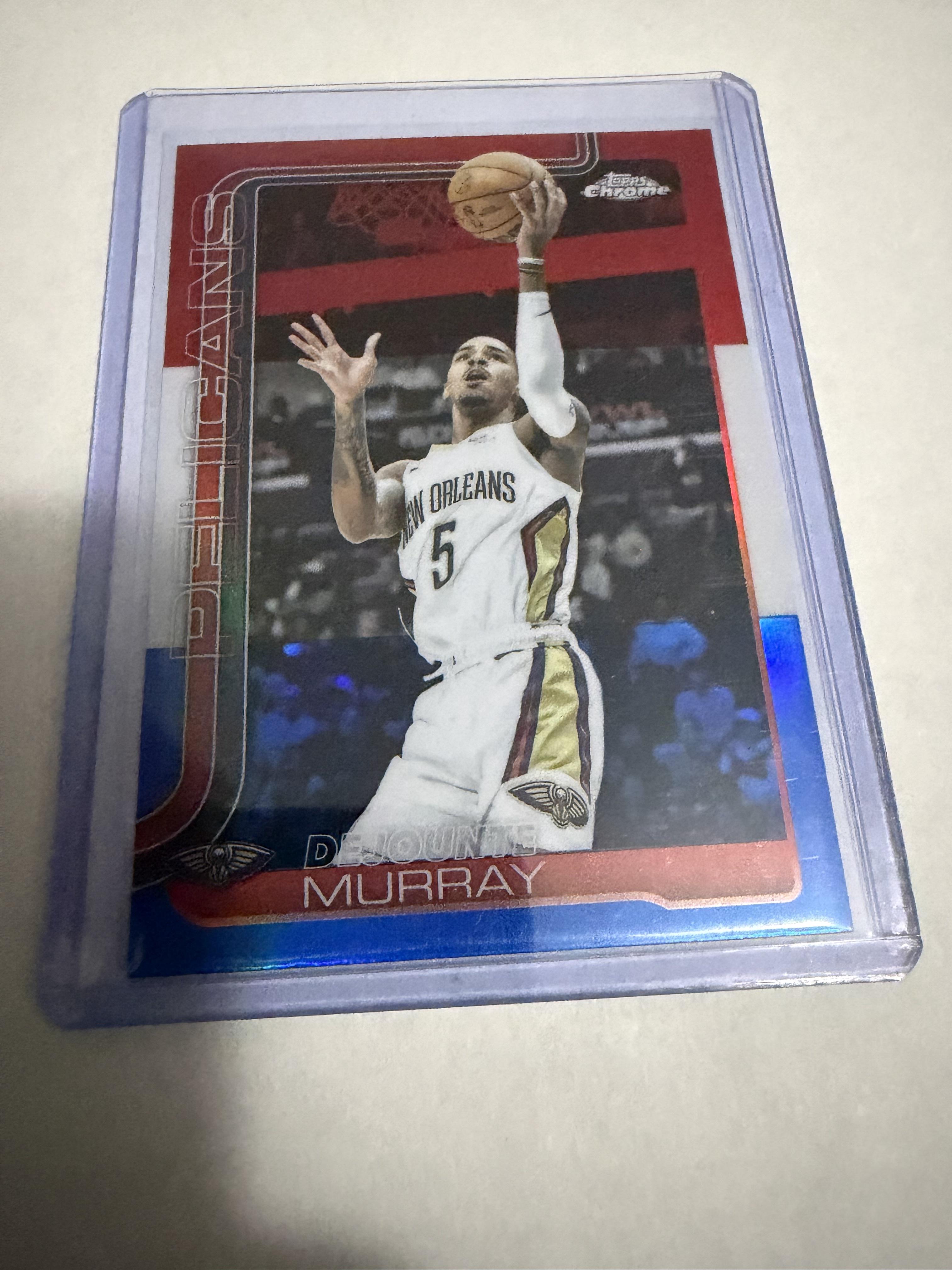 2025 Topps Chrome Dejounte Murray #186 New Orleans Red White Blue Parallel
