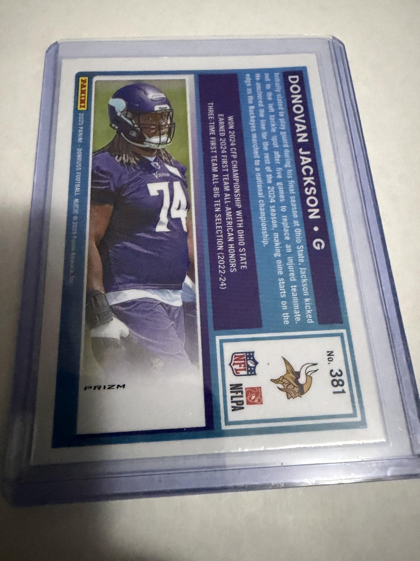 2025 Donruss Optic Donovan Jackson Rated Rookie #381 Pink Prizm Vikings