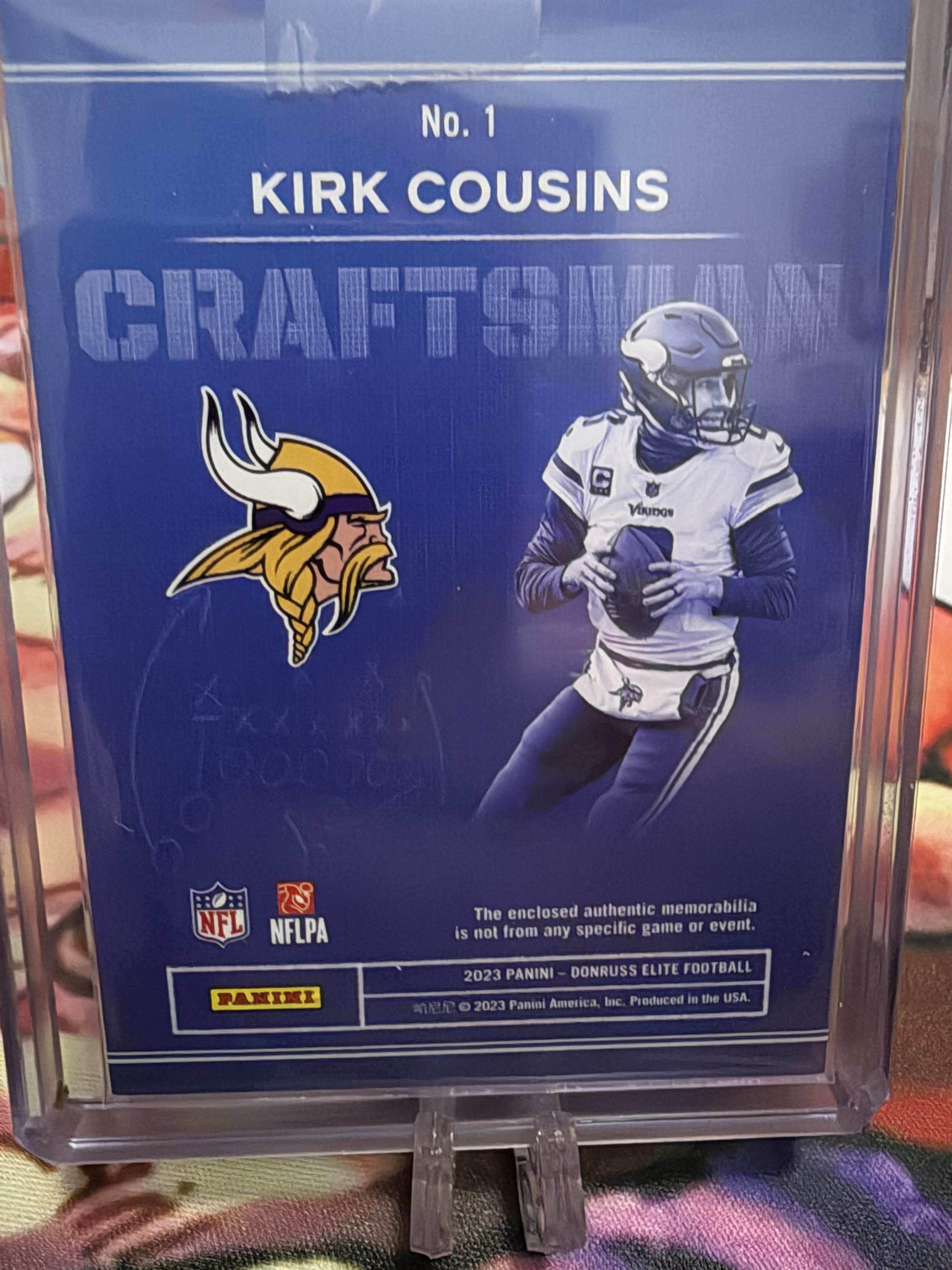 2023 Donruss Elite Kirk Cousins Craftsman Jersey Relic /375 #1 Vikings