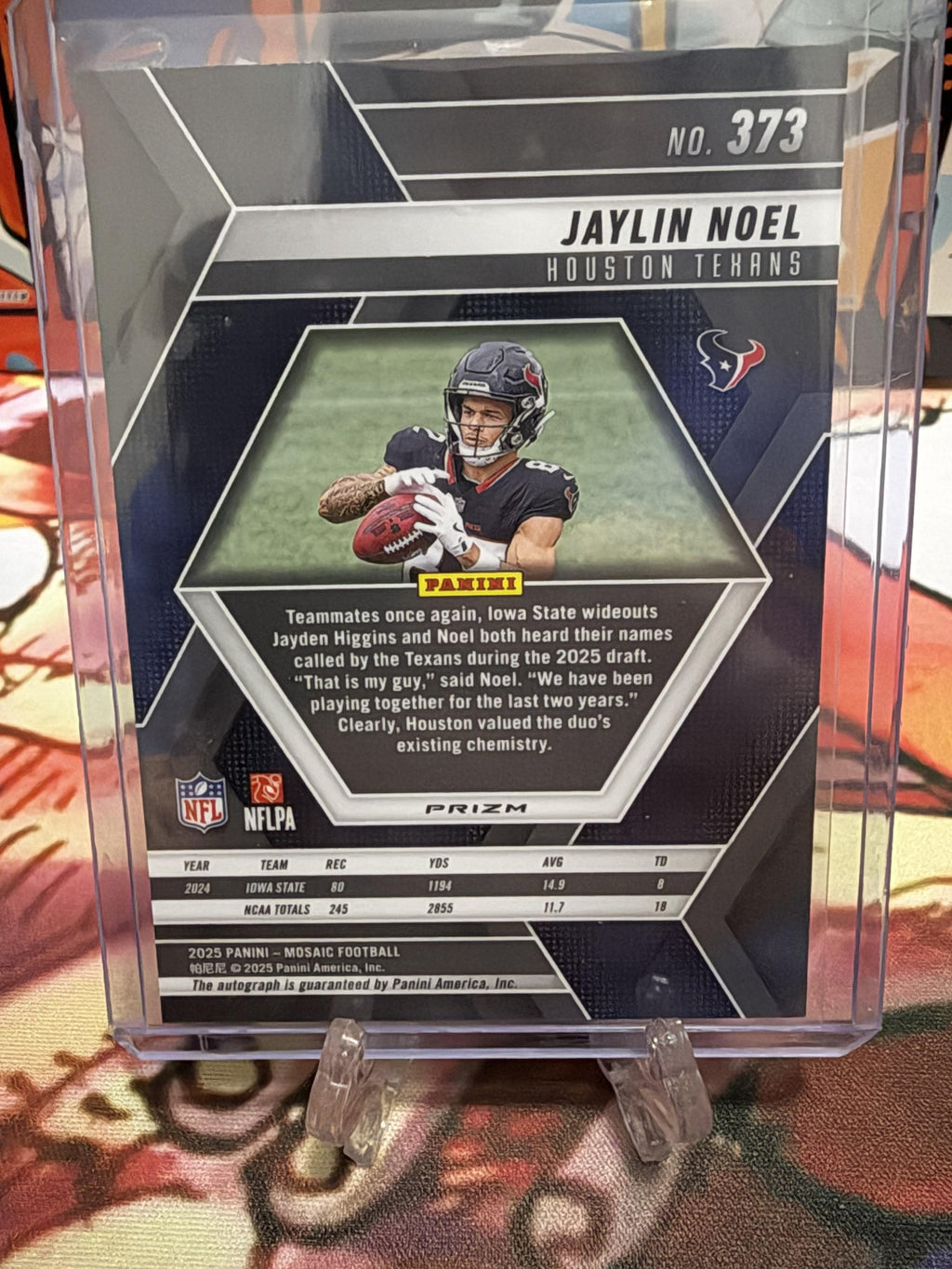 2025 Panini Mosaic Jaylin Noel Silver Prizm Rookie Auto RC #373 Texans